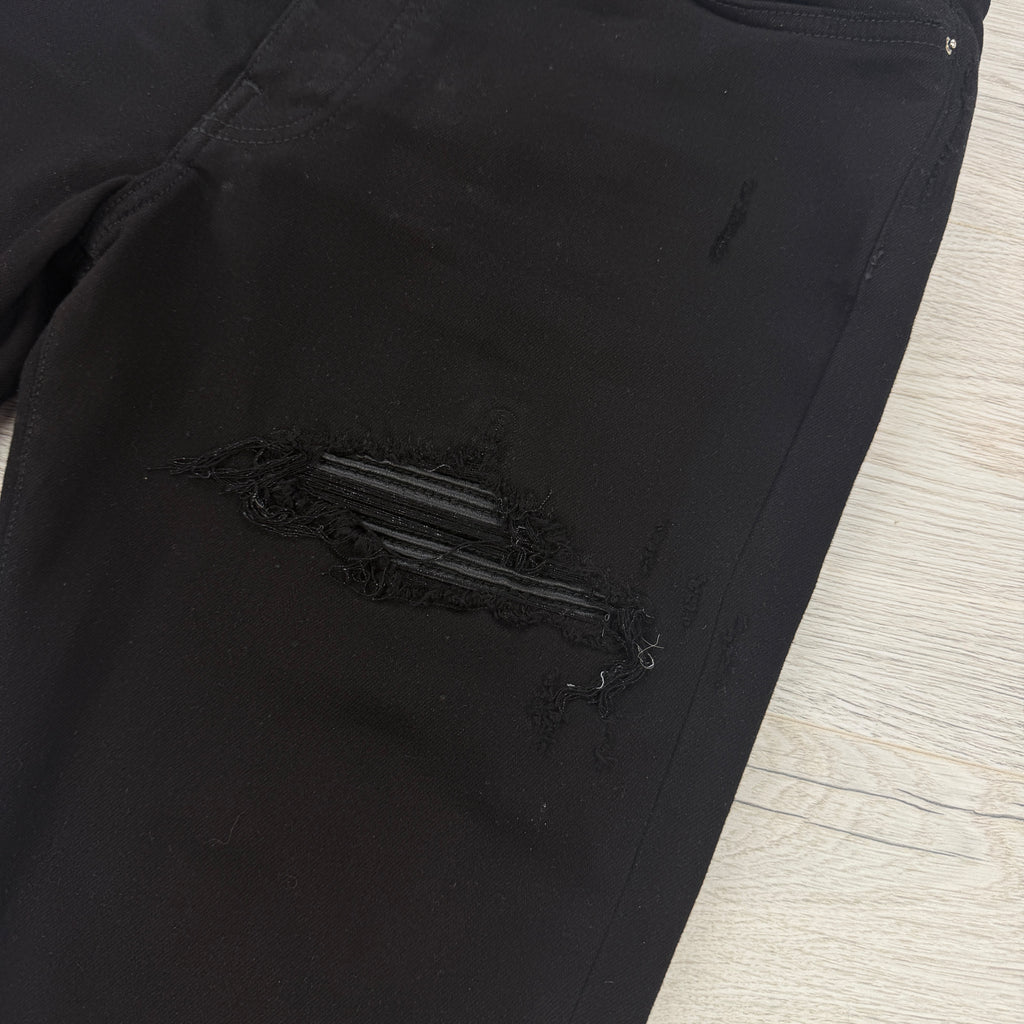 Amiri Men’s All Black Distressed Jeans - Uk 34