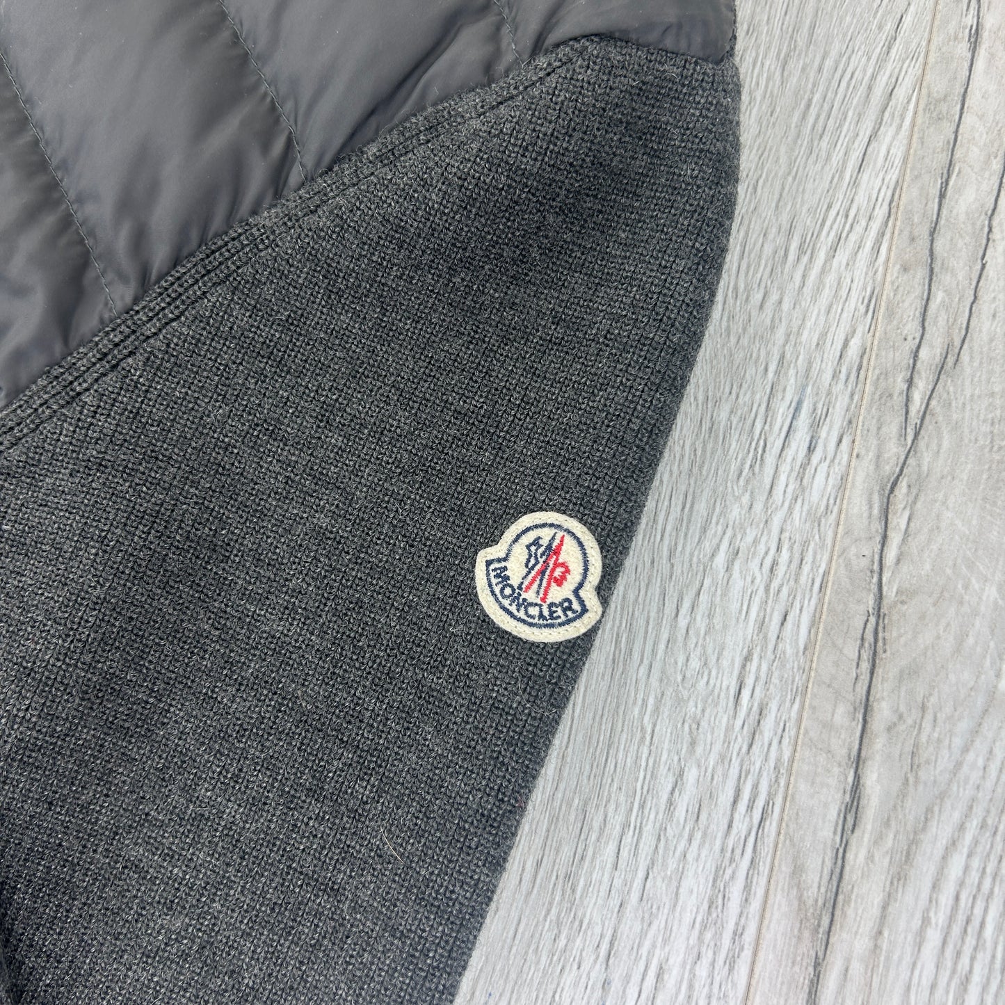 Moncler Men’s Dark Grey Padded & Knitted Maglia Hoodie - XL Slim