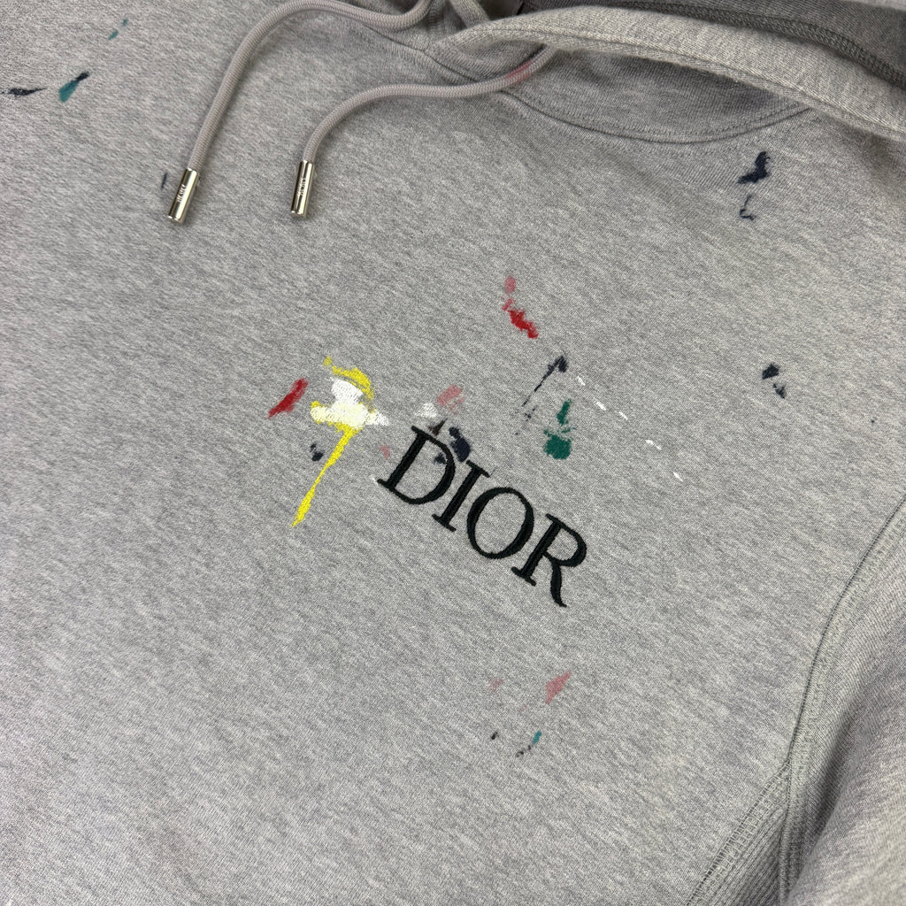 Dior Men’s Grey Paint Splattered Hoodie  - Small