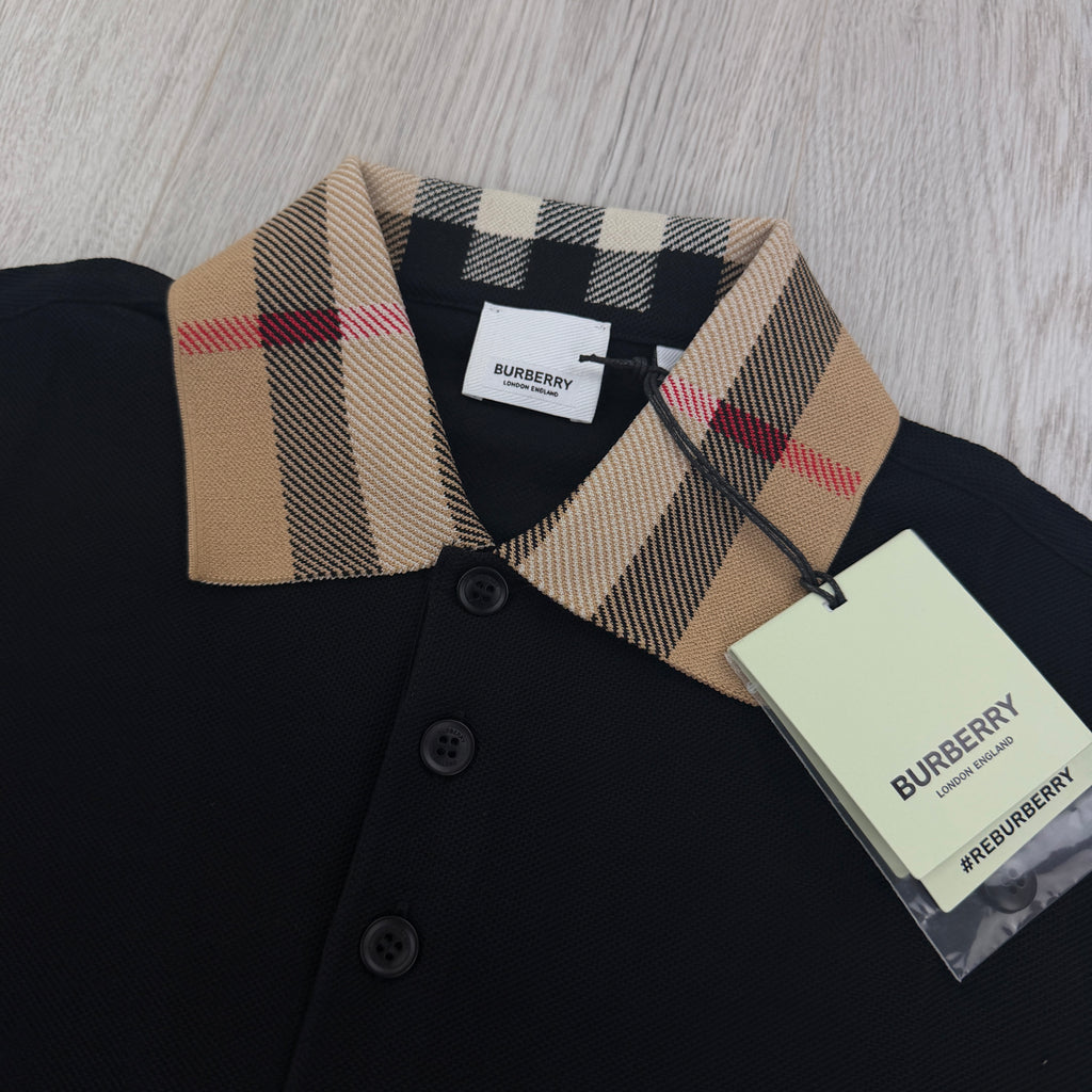 Burberry Men’s Black Polo Printed Collar