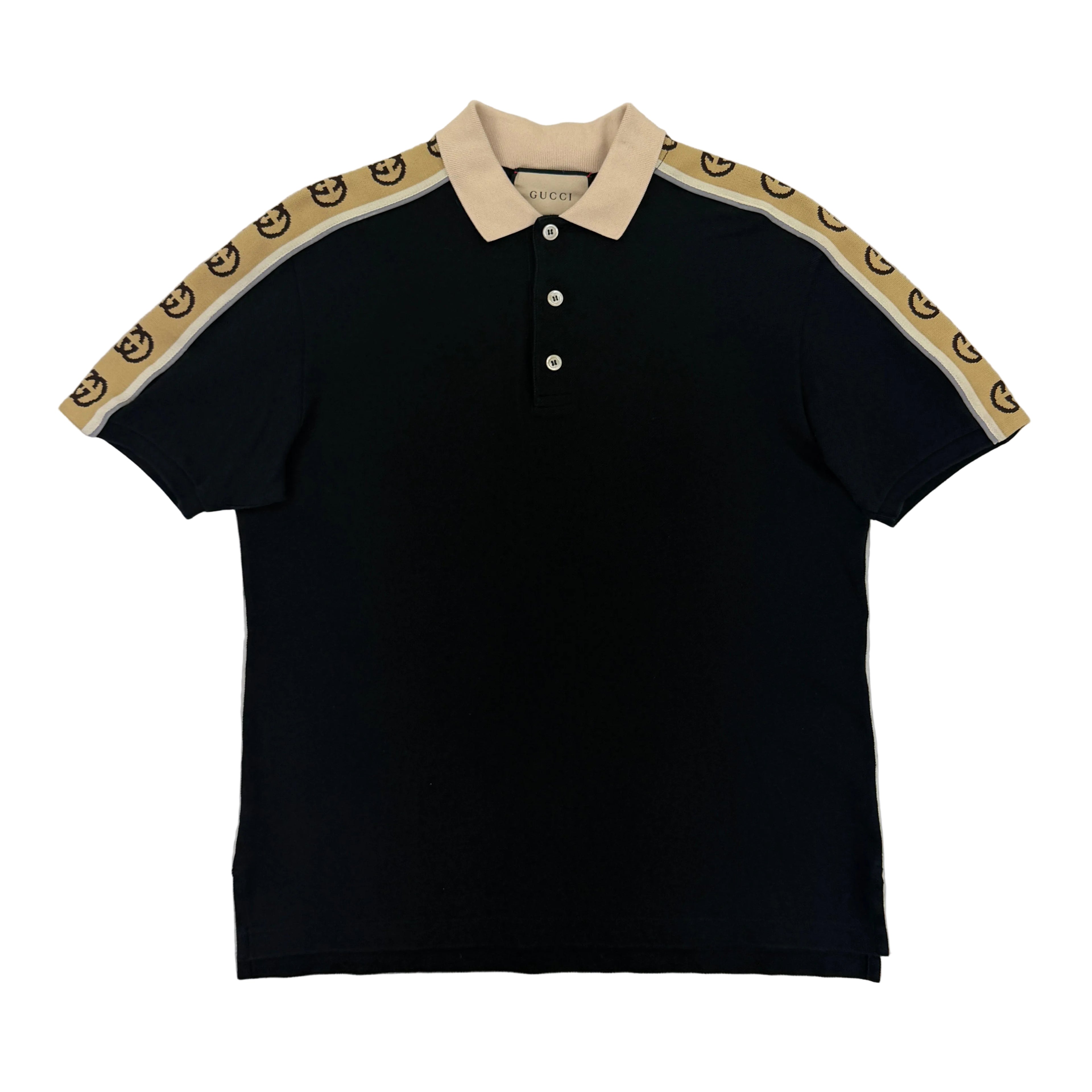 Gucci Men’s Black Polo GG Sleeve - Small