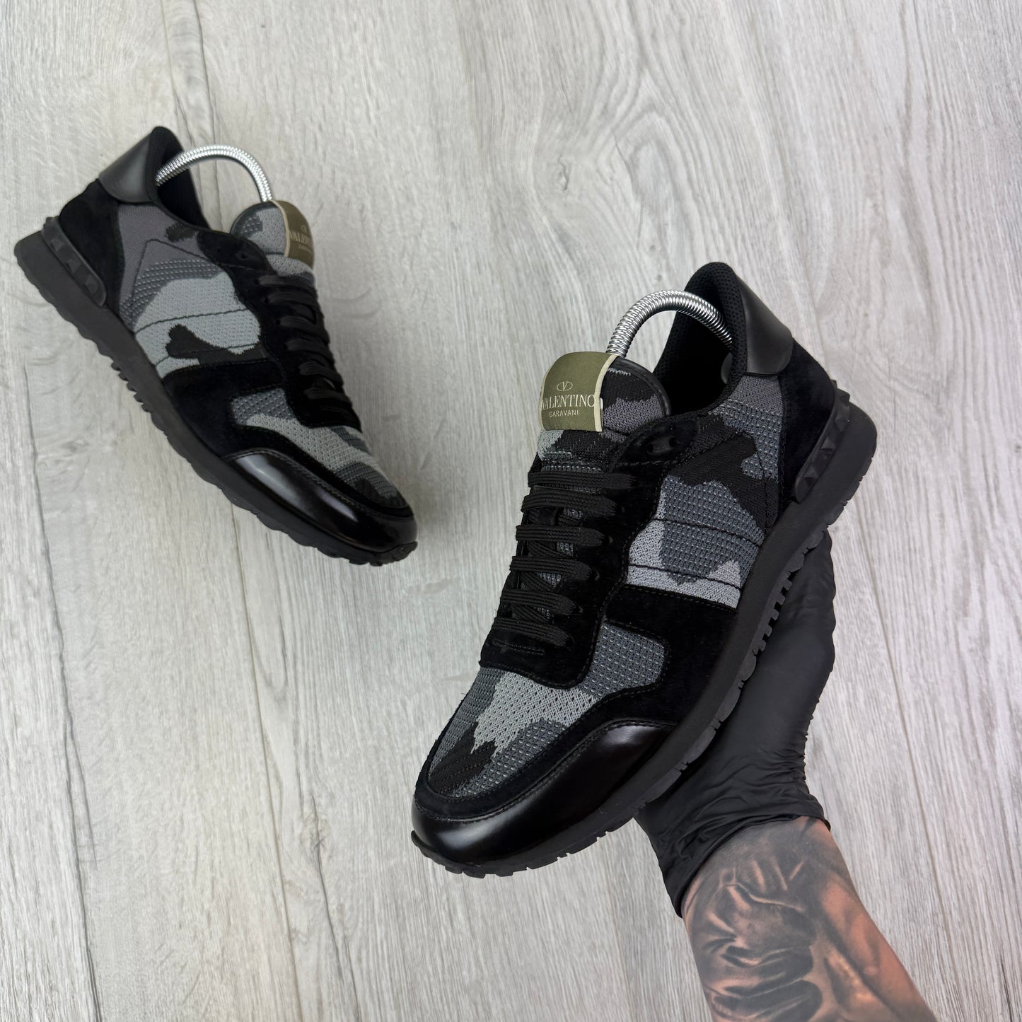 Valentino Men’s Black Camo Mesh Rockrunner