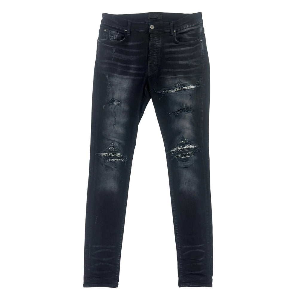 Amiri Men’s Boucle MX1 Aged Black Distressed Jeans - Uk 34