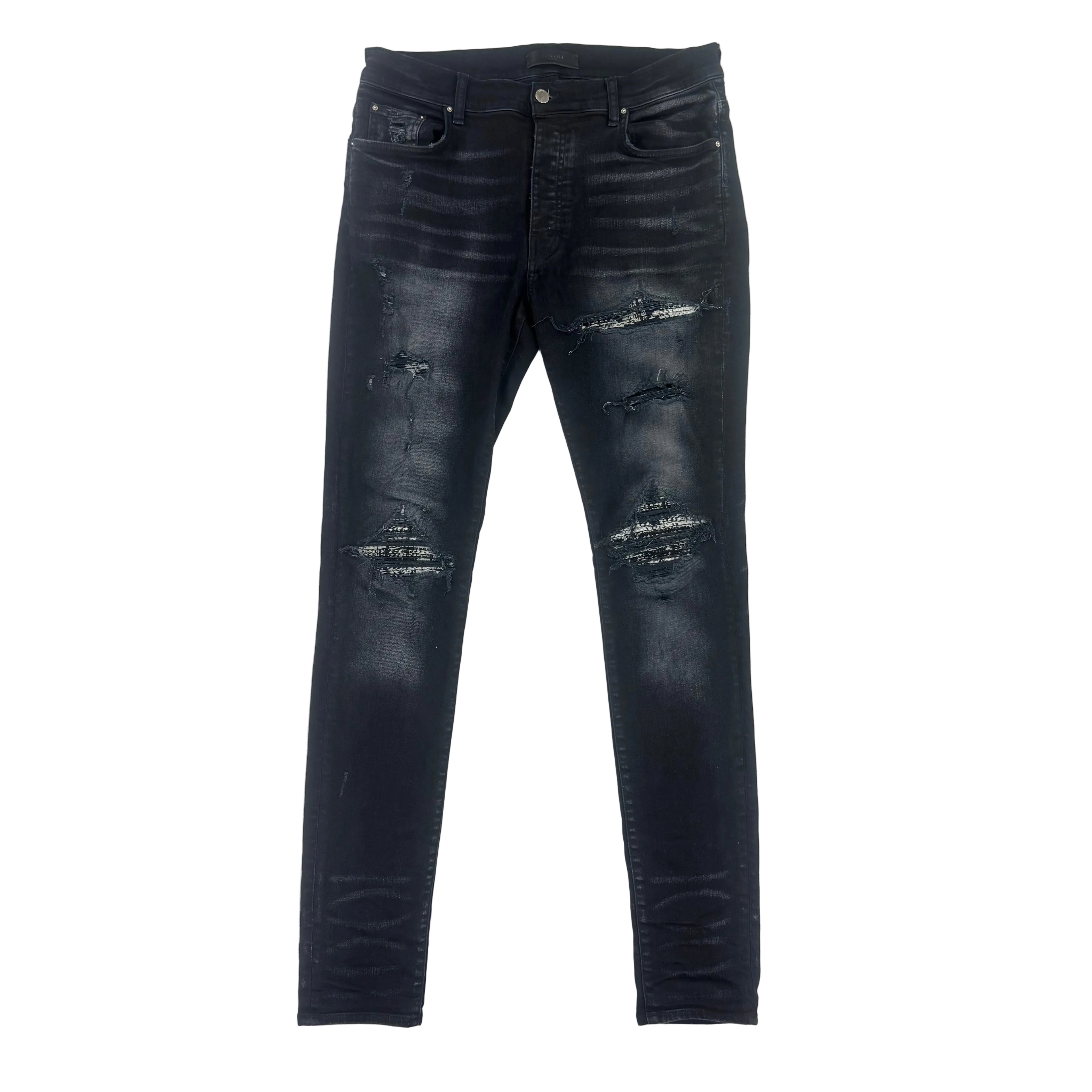 Amiri Men’s Boucle MX1 Aged Black Distressed Jeans - Uk 34