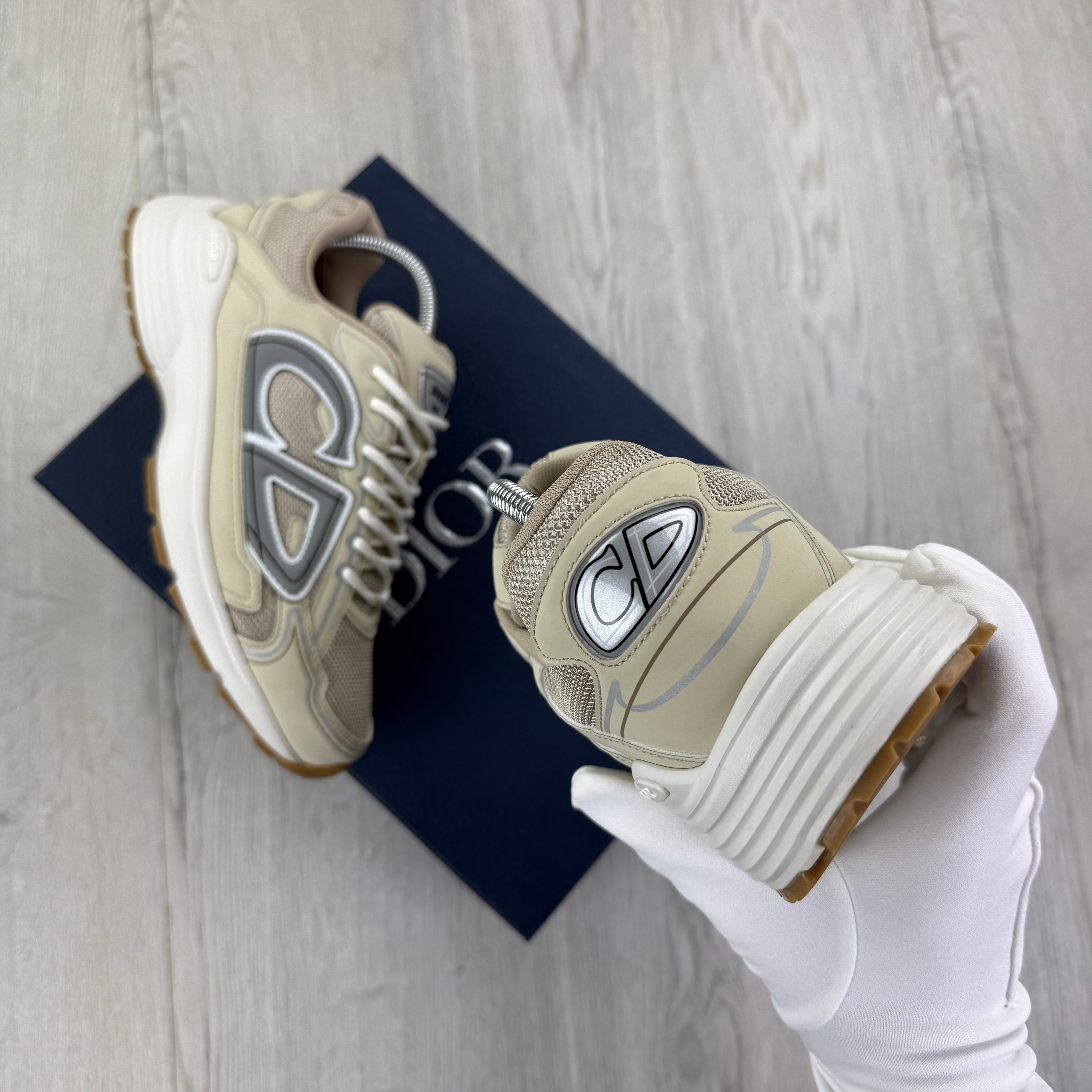 Dior B30 Men’s Cream Mesh and Technical Fabric Trainers - 41 (Fit Uk 7)