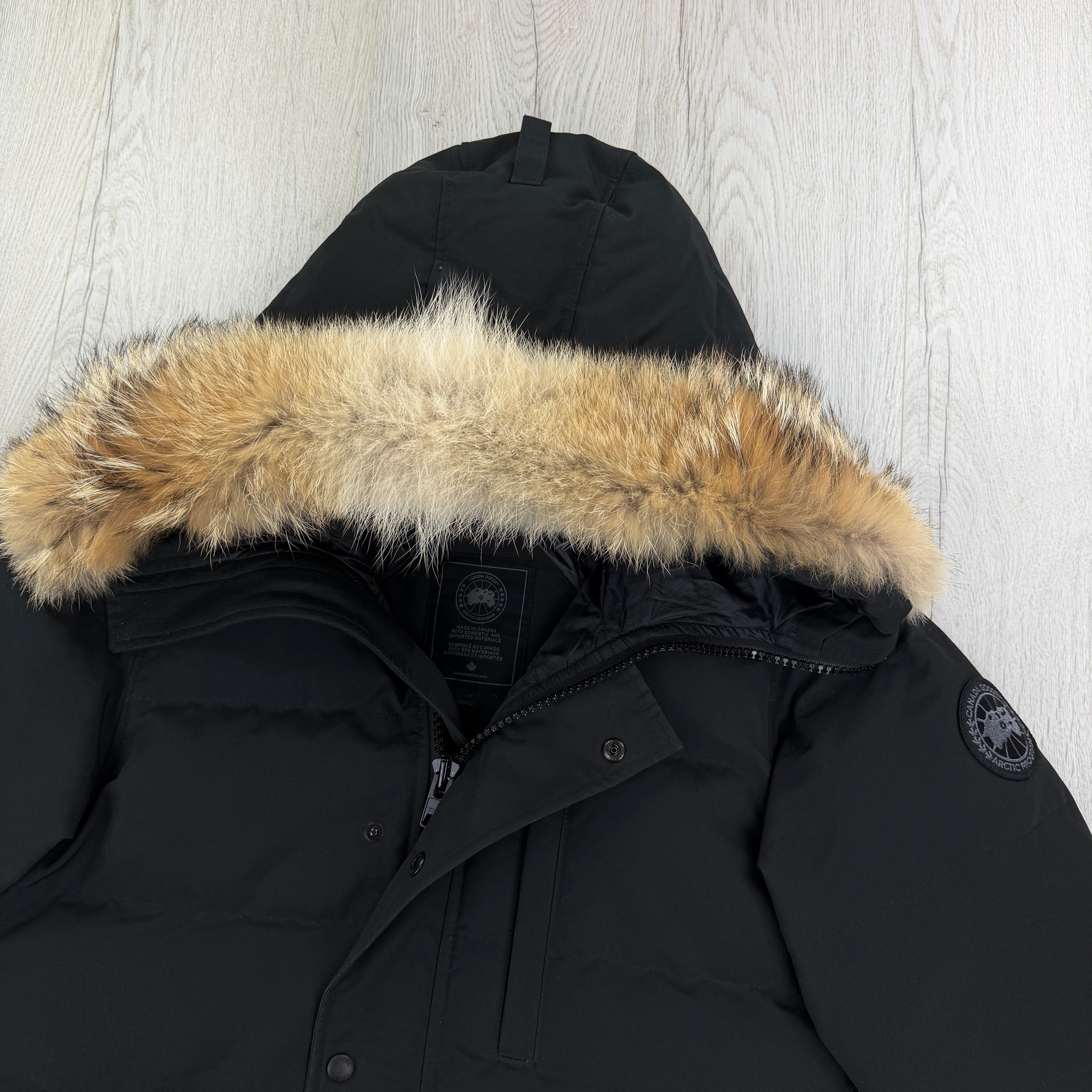 Canada Goose Men’s Black Badge  Carson Parka Jacket With Fur - Small