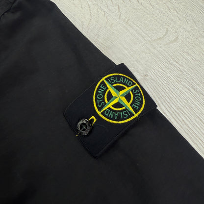 Stone Island Men’s Black Button Up Short Sleeve Shirt With Badge - Medium