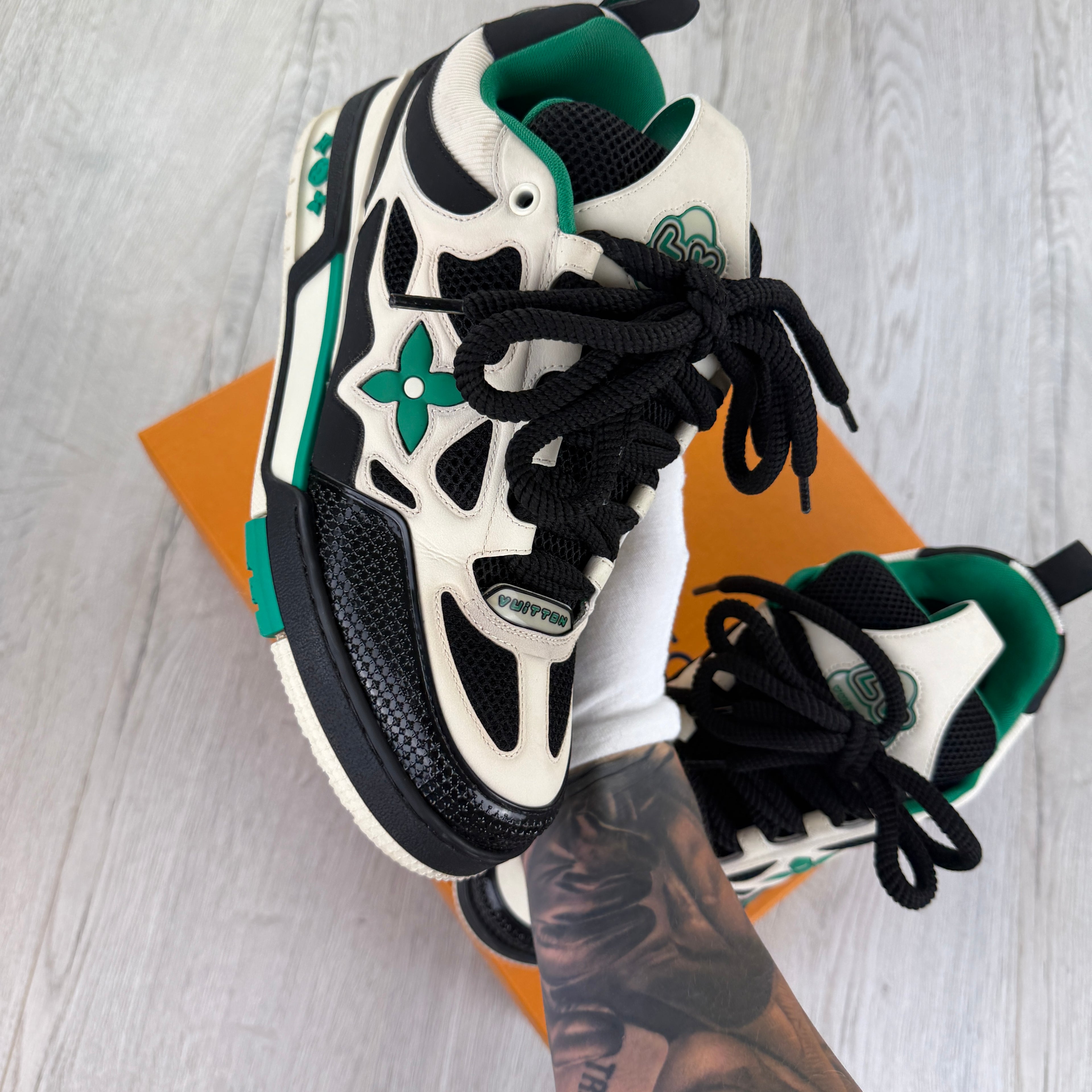 Louis Vuitton Men’s Black & Green Skate Trainers - Uk 7 (Fit Uk 8)