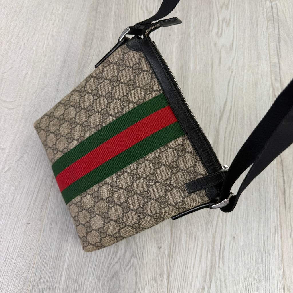 Gucci Men’s Flat GG Supreme Web Beige Messenger Bag