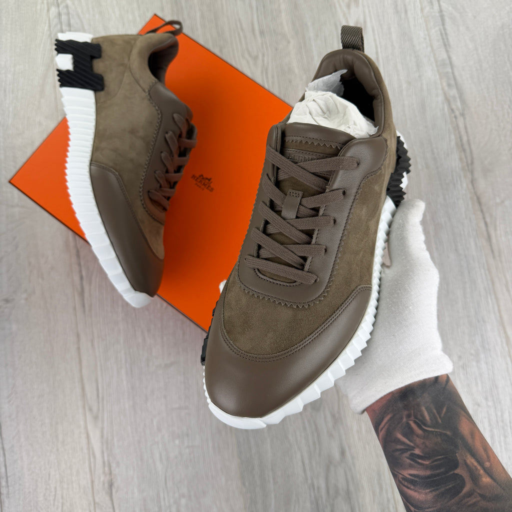 Hermes Men’s Etoupe Bouncing Sneakers - 42 (Fit UK 8)