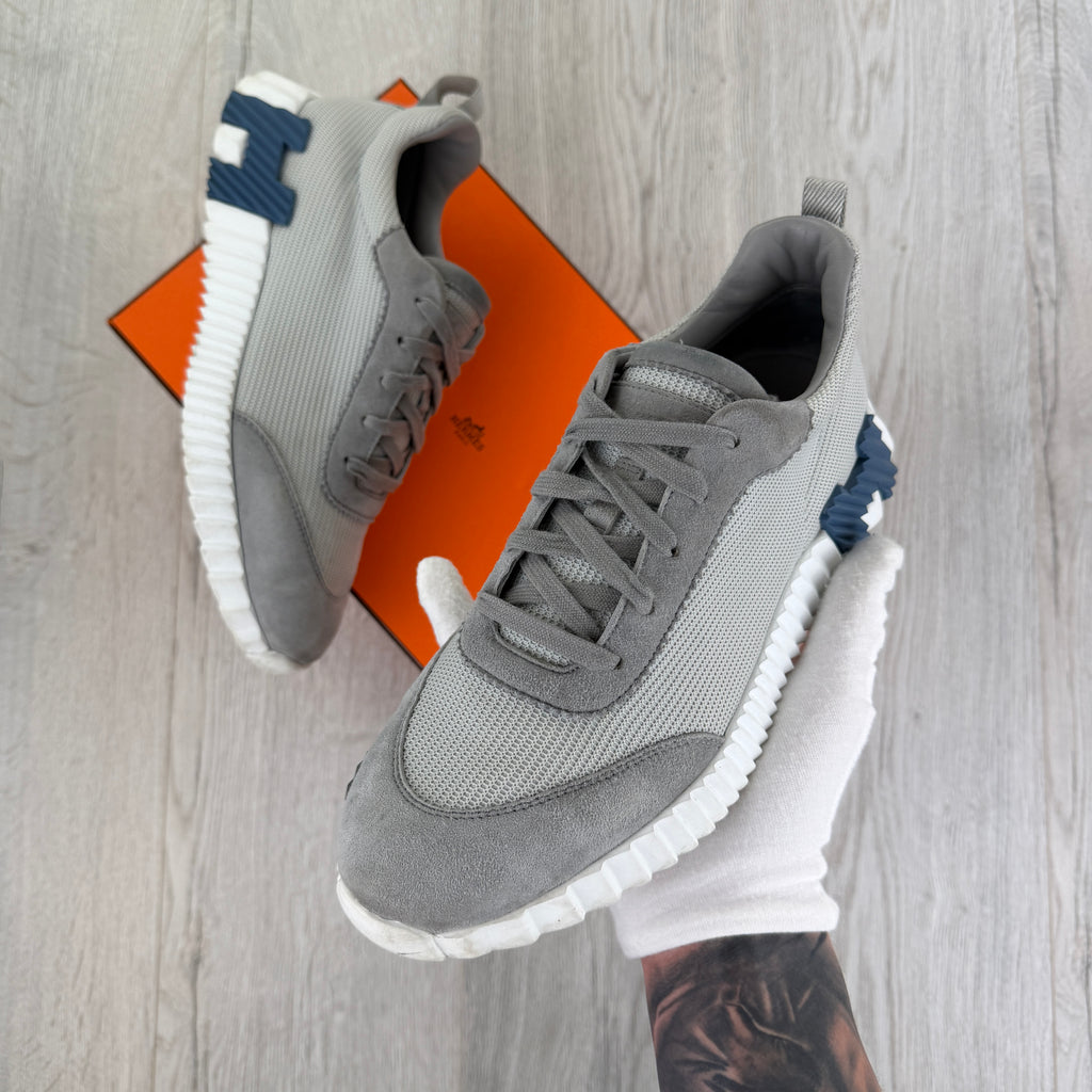 Hermes Men’s Grey Suede Bouncing Sneakers - Uk 8