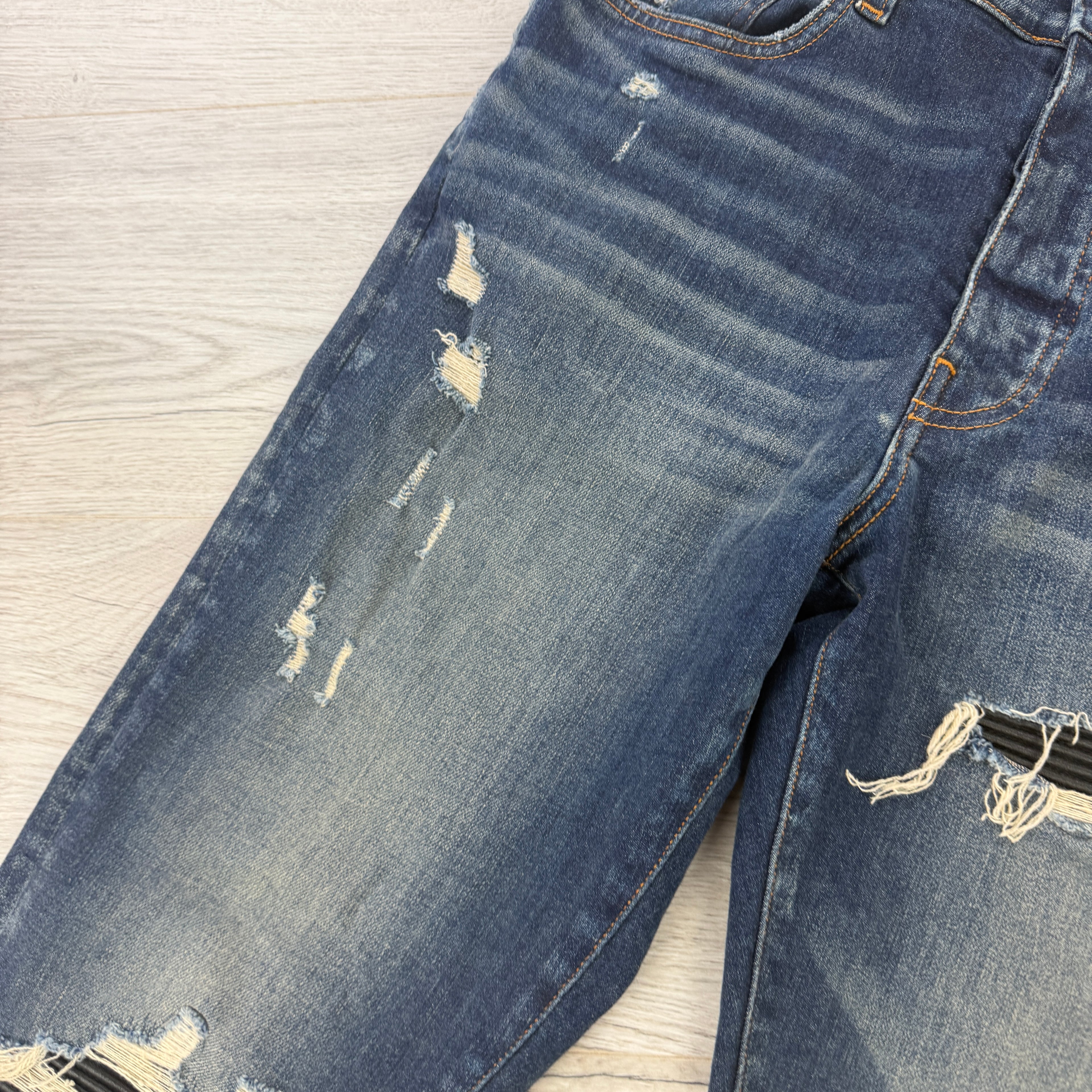 Amiri Men’s Blue MX1 Distressed Ripped Jeans - Uk 34