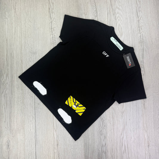 Off White Men’s Black T-shirt Sprayed Arrow Logo - XS Oversized