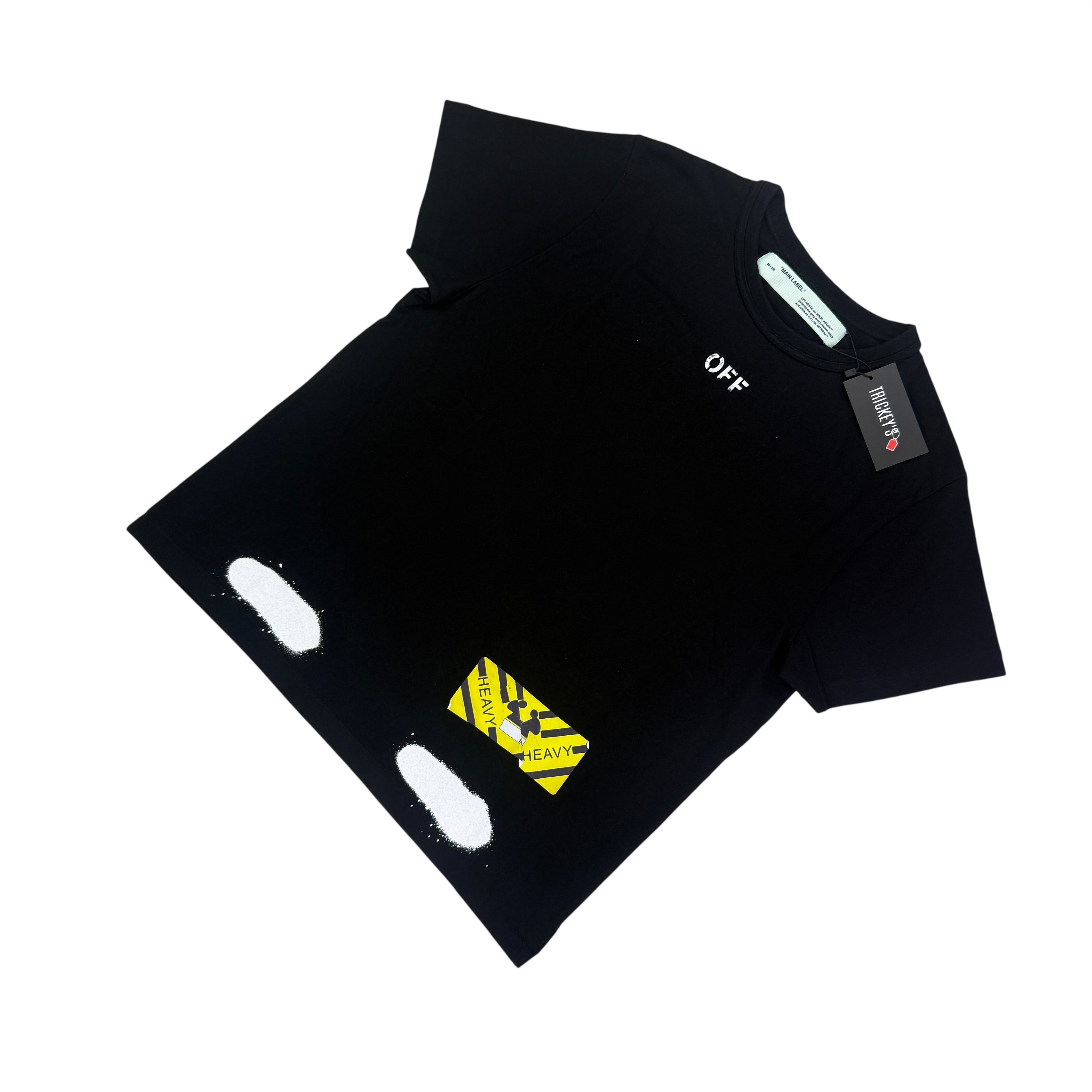 Off White Men’s Black T-shirt Sprayed Arrow Logo - XS Oversized