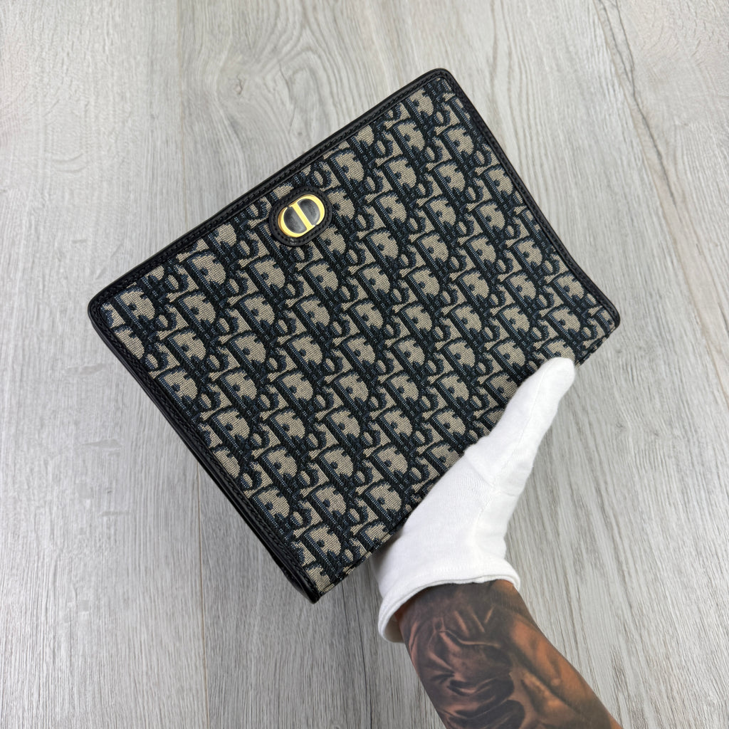 Christian Dior CD Beige Oblique Clutch Bag