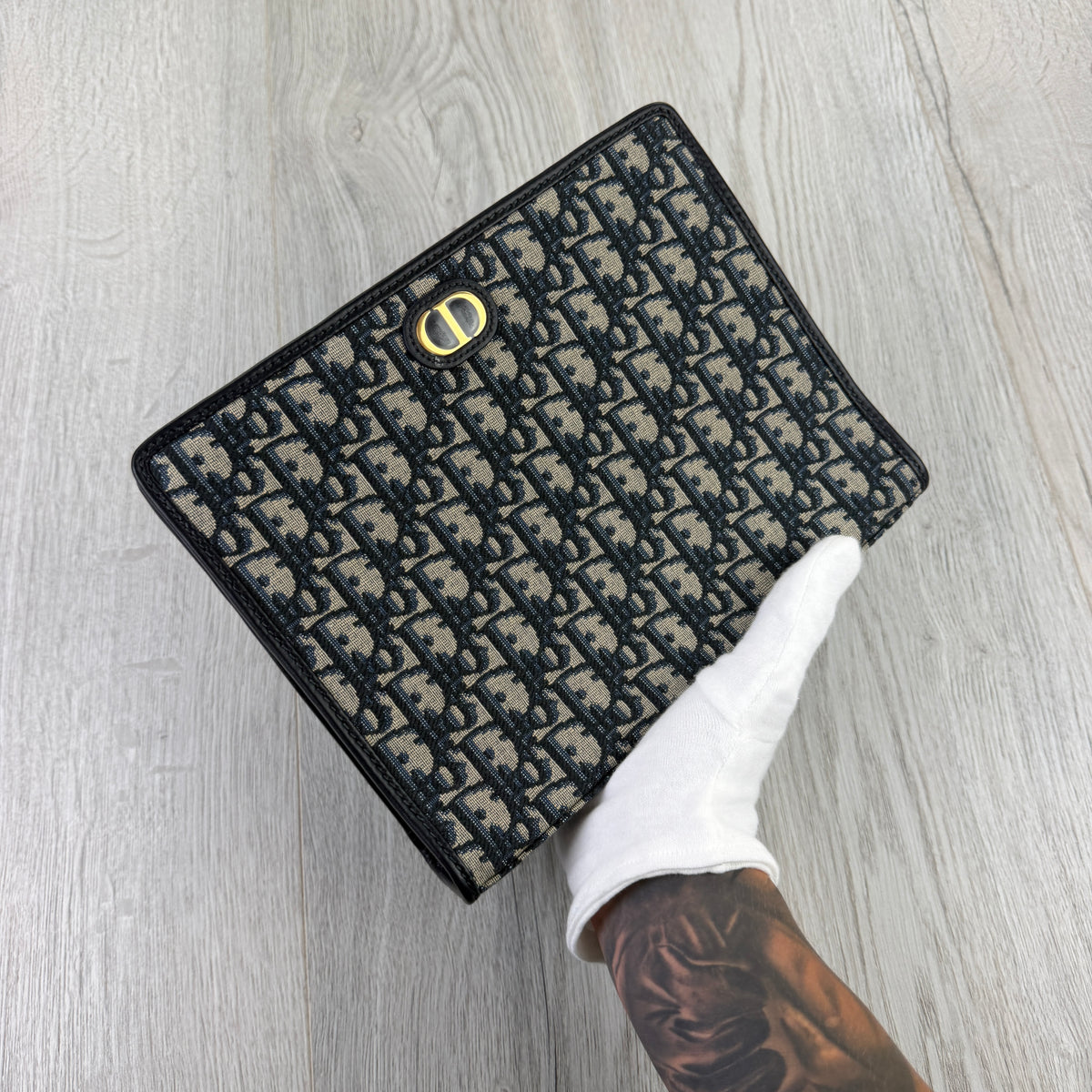 Christian Dior CD Beige Oblique Clutch Bag