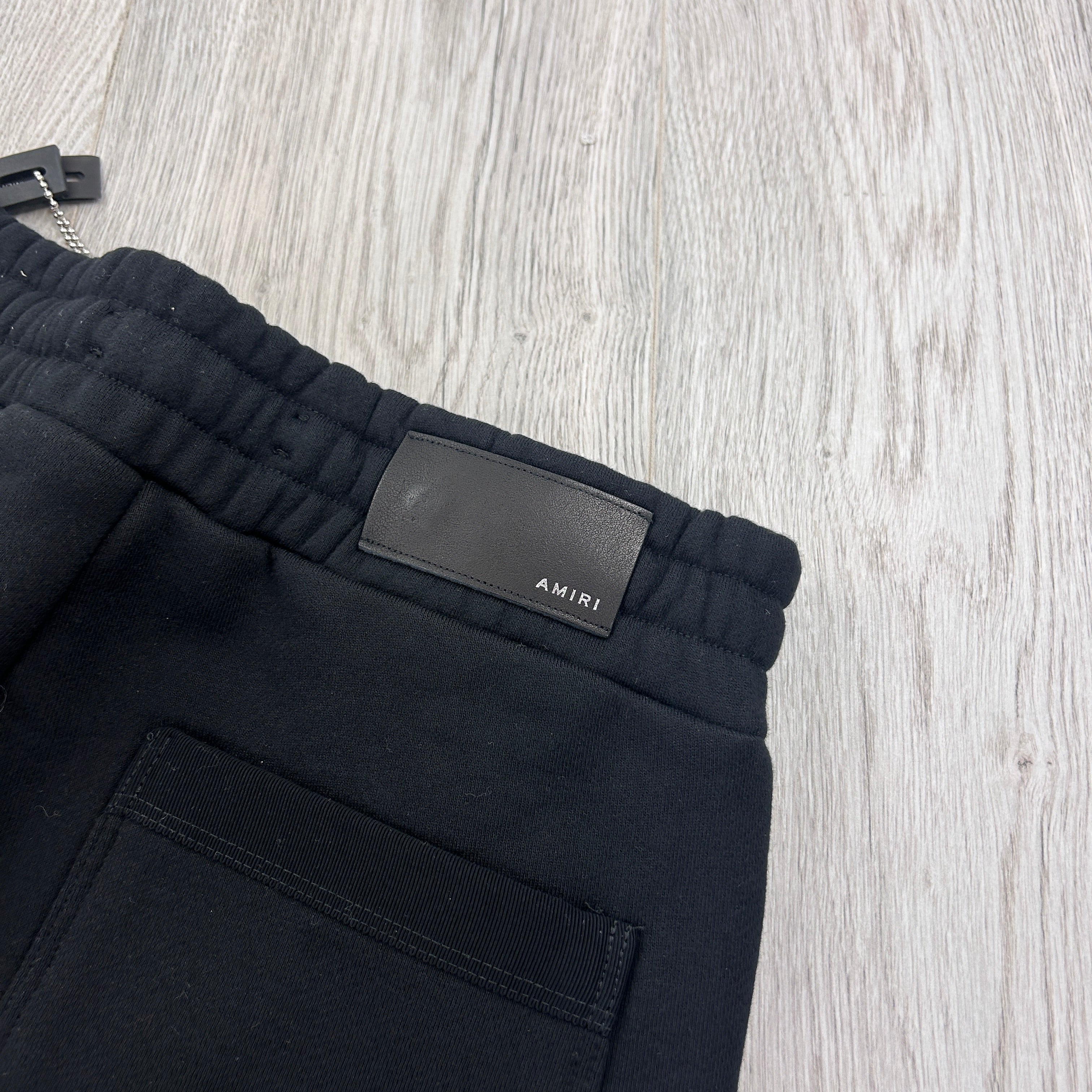 Amiri Men’s Black Cotten Logo Printed Drawstring Shorts