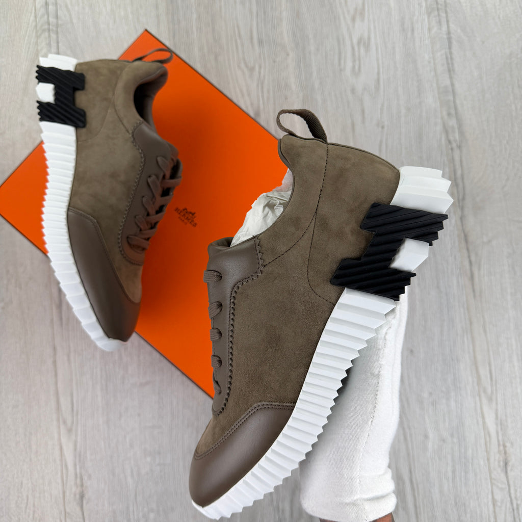 Hermes Men’s Etoupe Bouncing Sneakers - 42 (Fit UK 8)