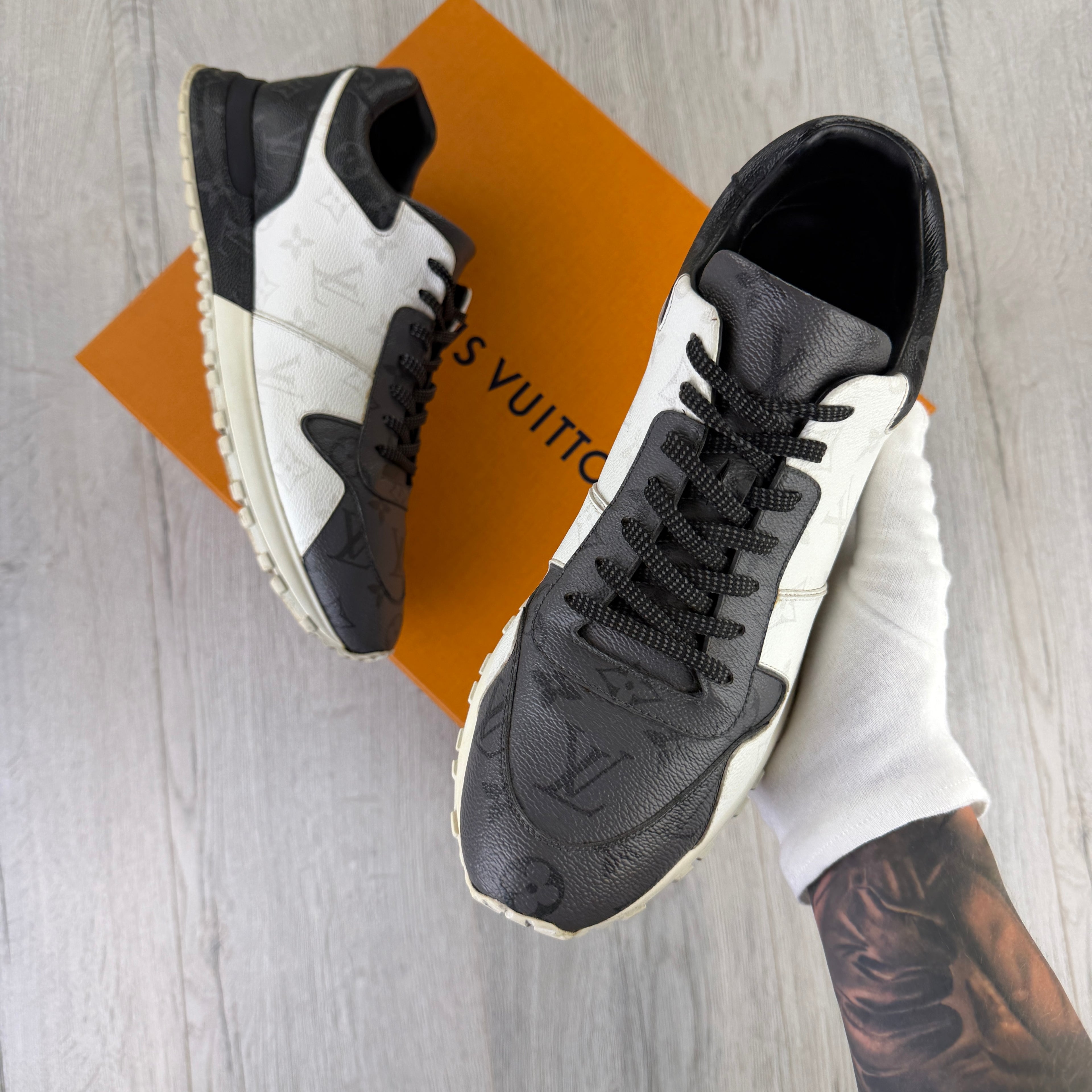 Louis Vuitton Men’s Monogram Black White Grey Run Away Trainers - Uk 9