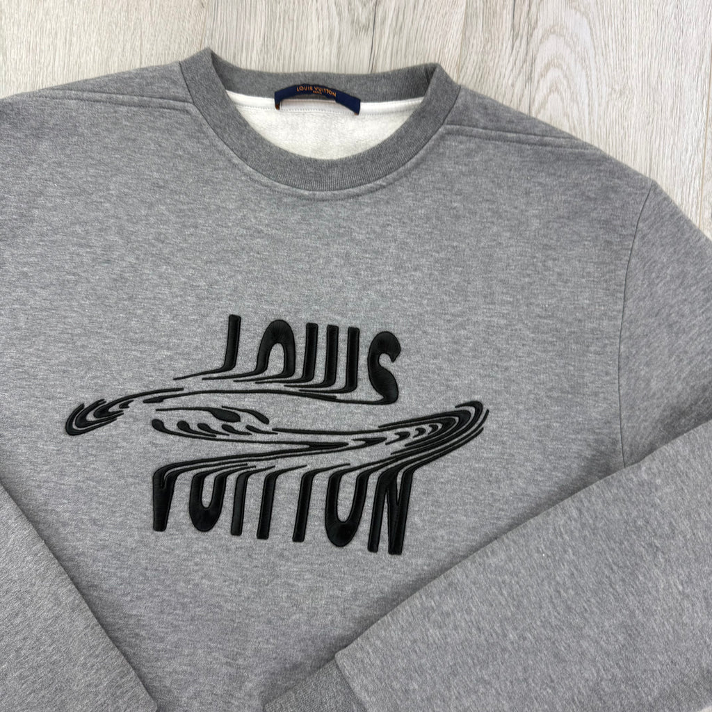 Louis Vuitton Men’s Grey Crewneck Embroidered Jumper -Medium