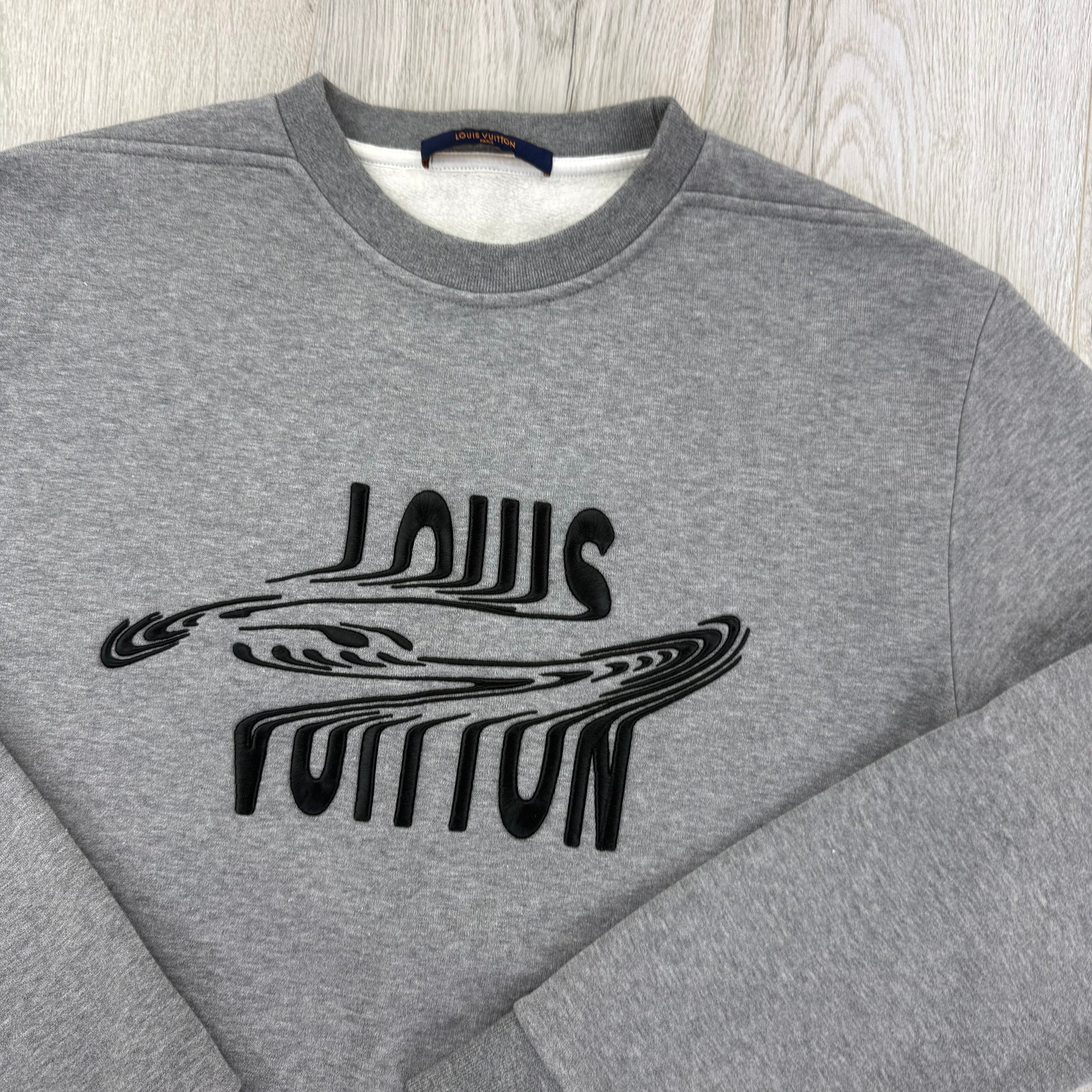 Louis Vuitton Men’s Grey Crewneck Embroidered Jumper -Medium