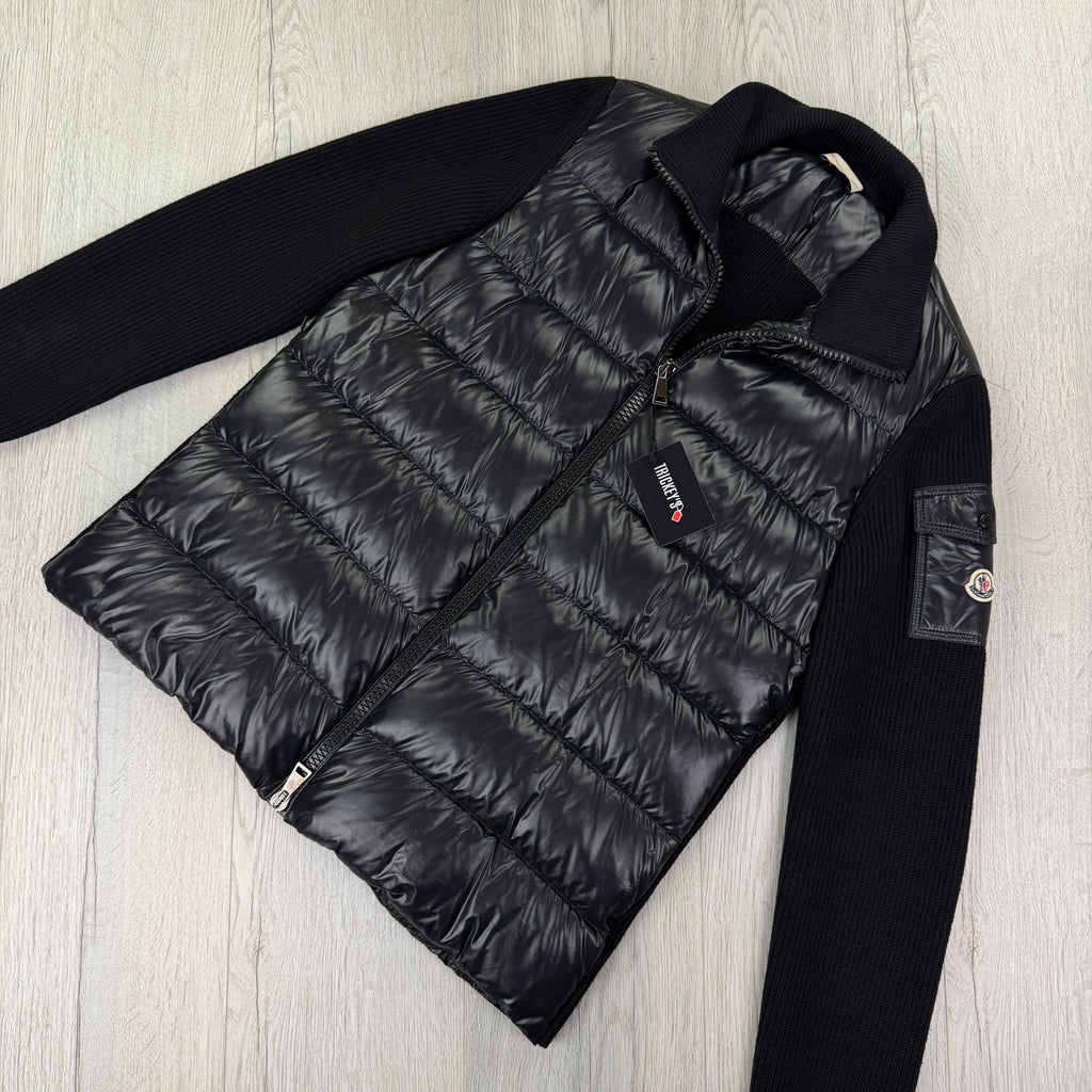 Moncler Men’s Black Zip-up Tricot Cardigan - Large