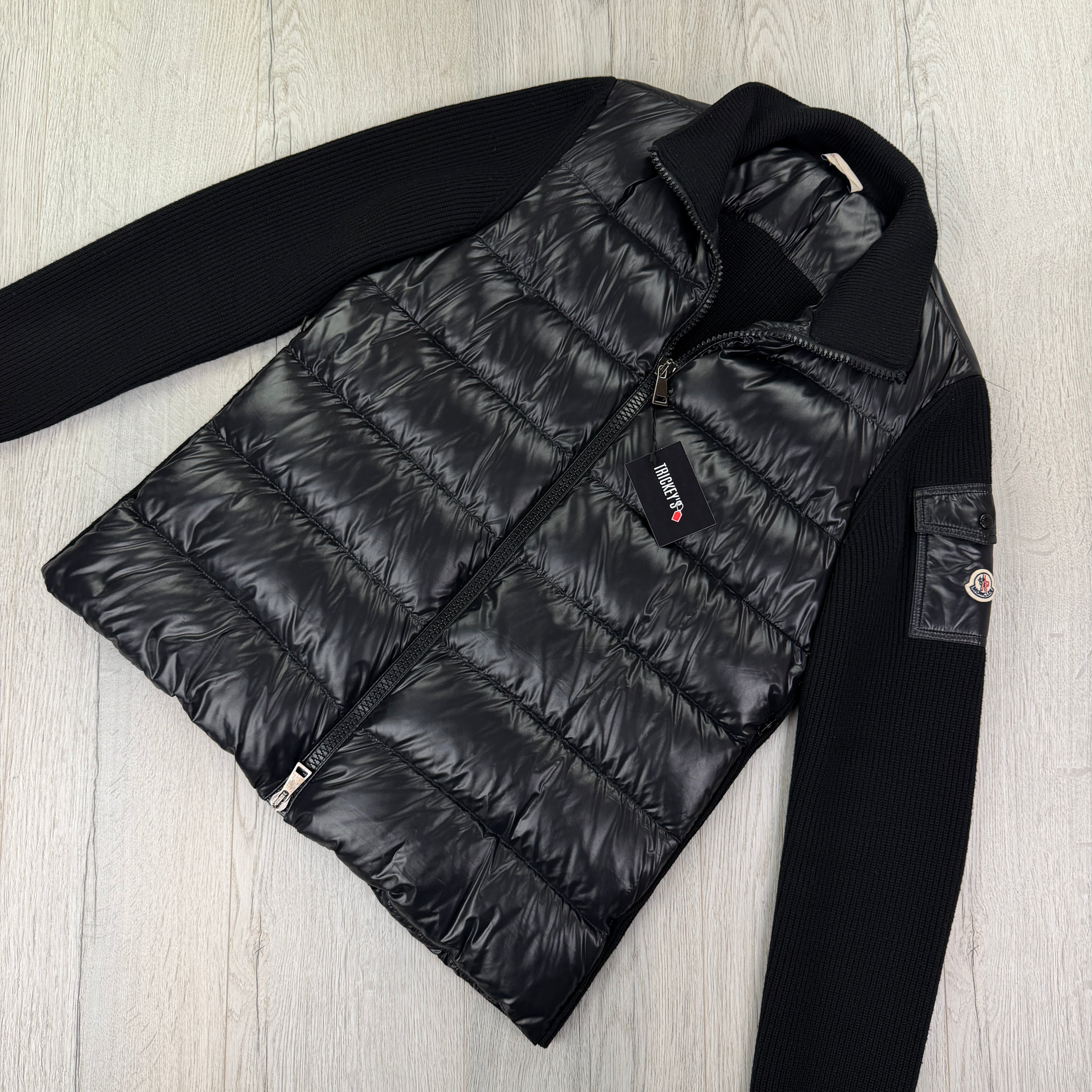 Moncler Men’s Black Zip-up Tricot Cardigan - Large