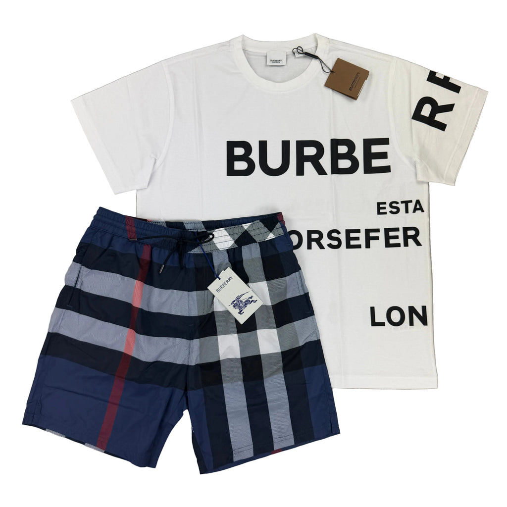 Burberry Men’s White T-shirt & Shorts Set