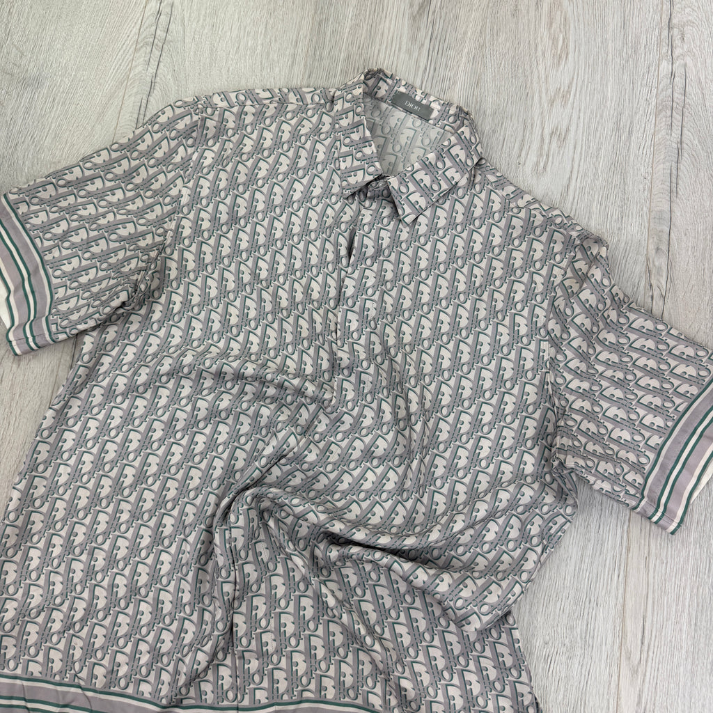 Dior Oblique Men’s Button-up Short Sleeve Silk Shirt - 38 (Fit Small/Medium)