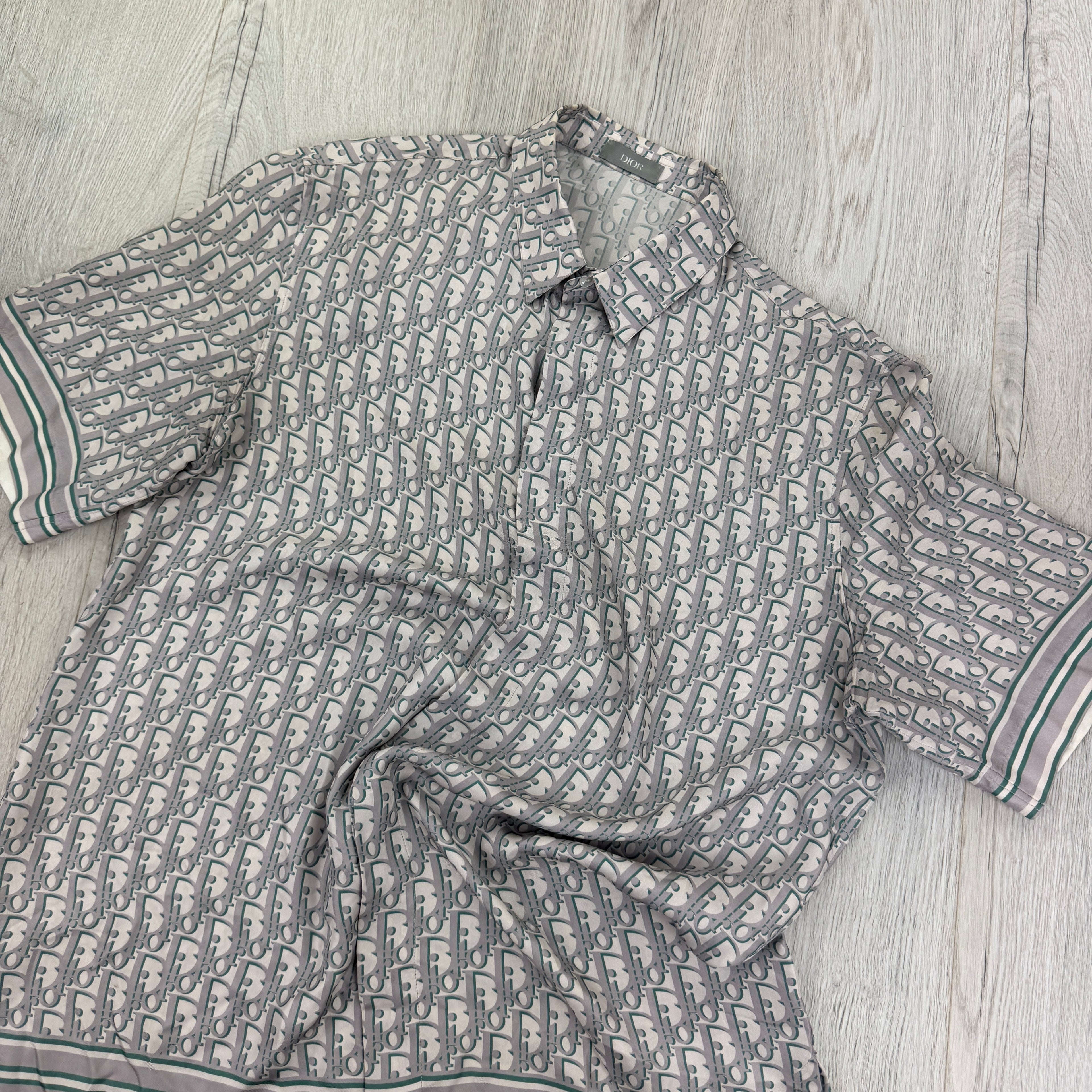 Dior Oblique Men’s Button-up Short Sleeve Silk Shirt - 38 (Fit Small/Medium)