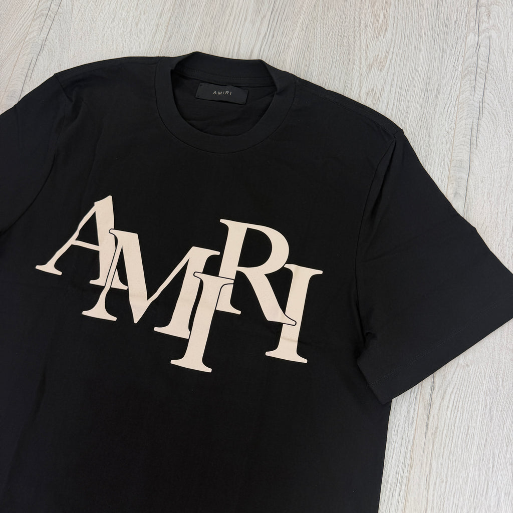 Amiri Men’s Black T-shirt With White Logo
