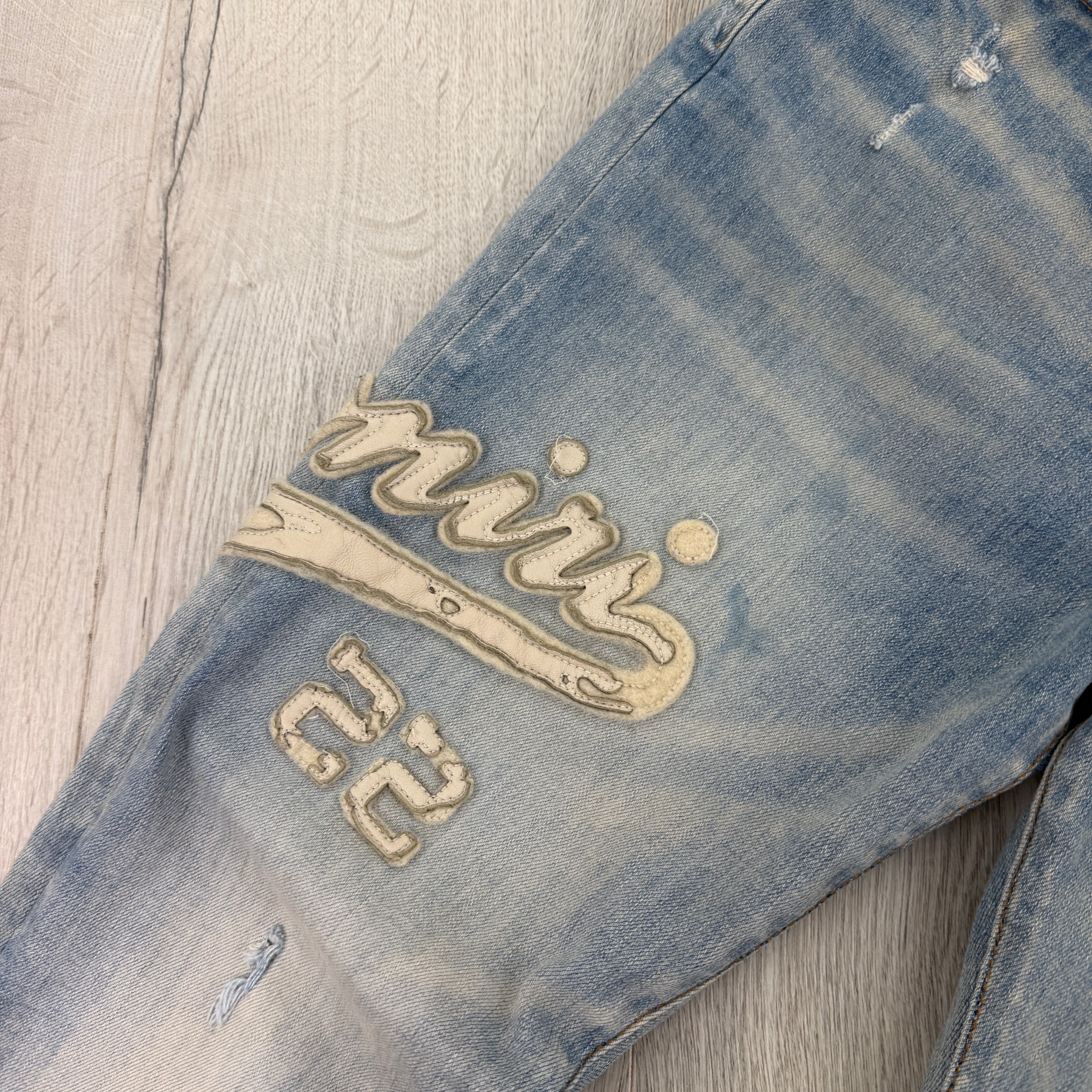 Amiri Men’s Blue Denim Jeans With Side Logo - 34 Slim