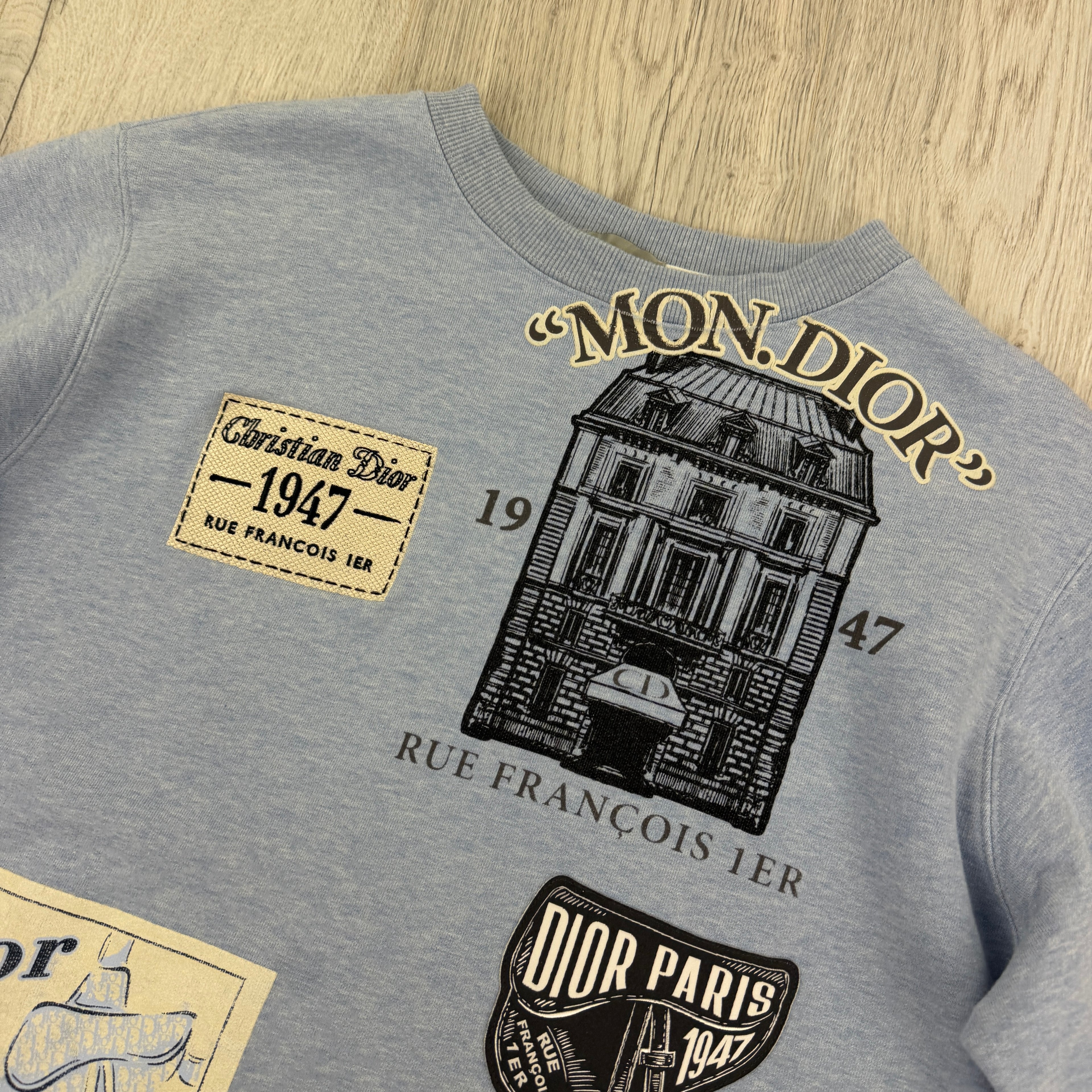 Christian Dior Men’s Baby Blue Crewneck Jumper - Small