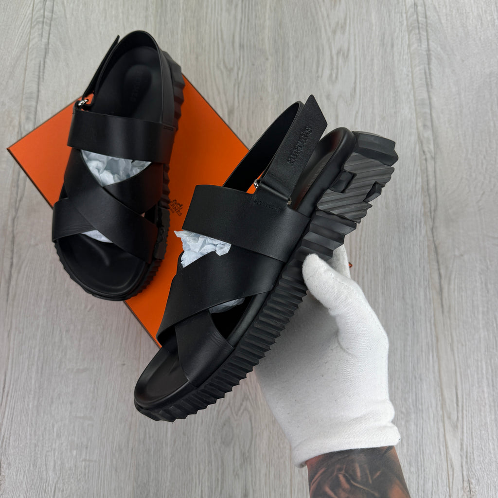 Hermes Men’s Black Sandals - Uk 9