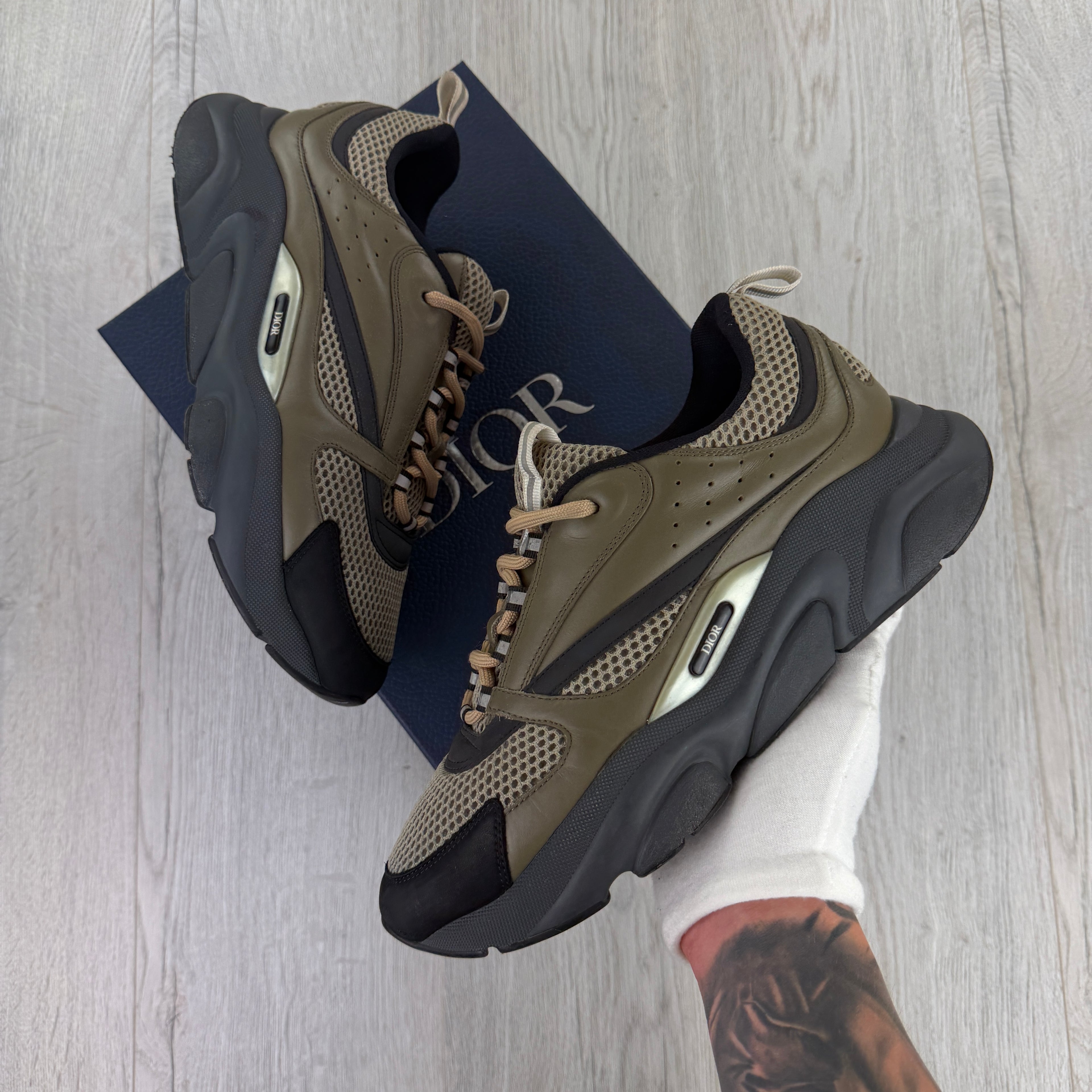 Dior B22 Men’s Khaki Grey Runners - 44 (Fit 9/9.5)