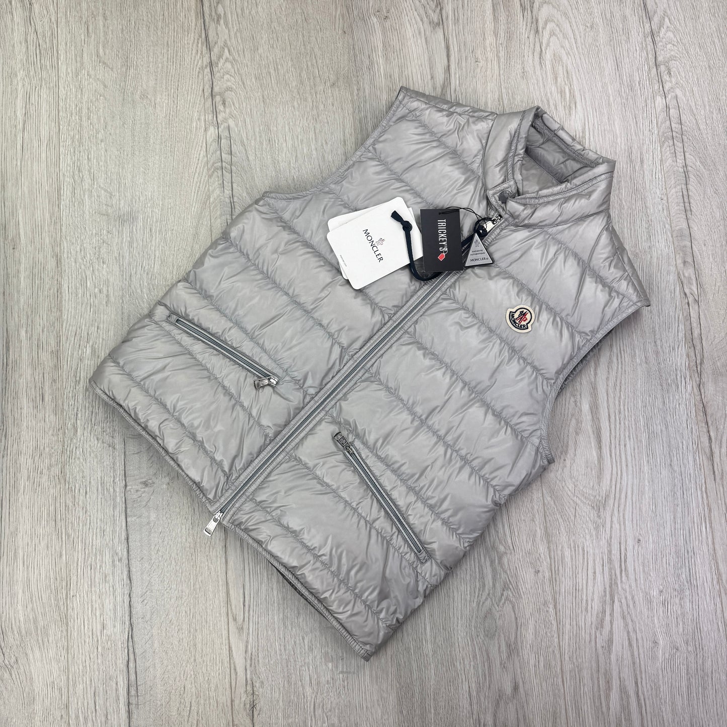 Moncler Men’s Silver GUI Down Gilet - Size 1