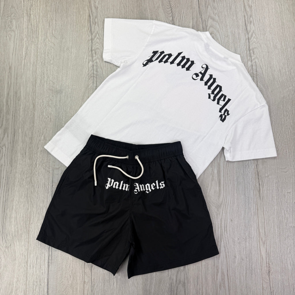 Palm Angels Men’s White T-shirt & Swim Short Set