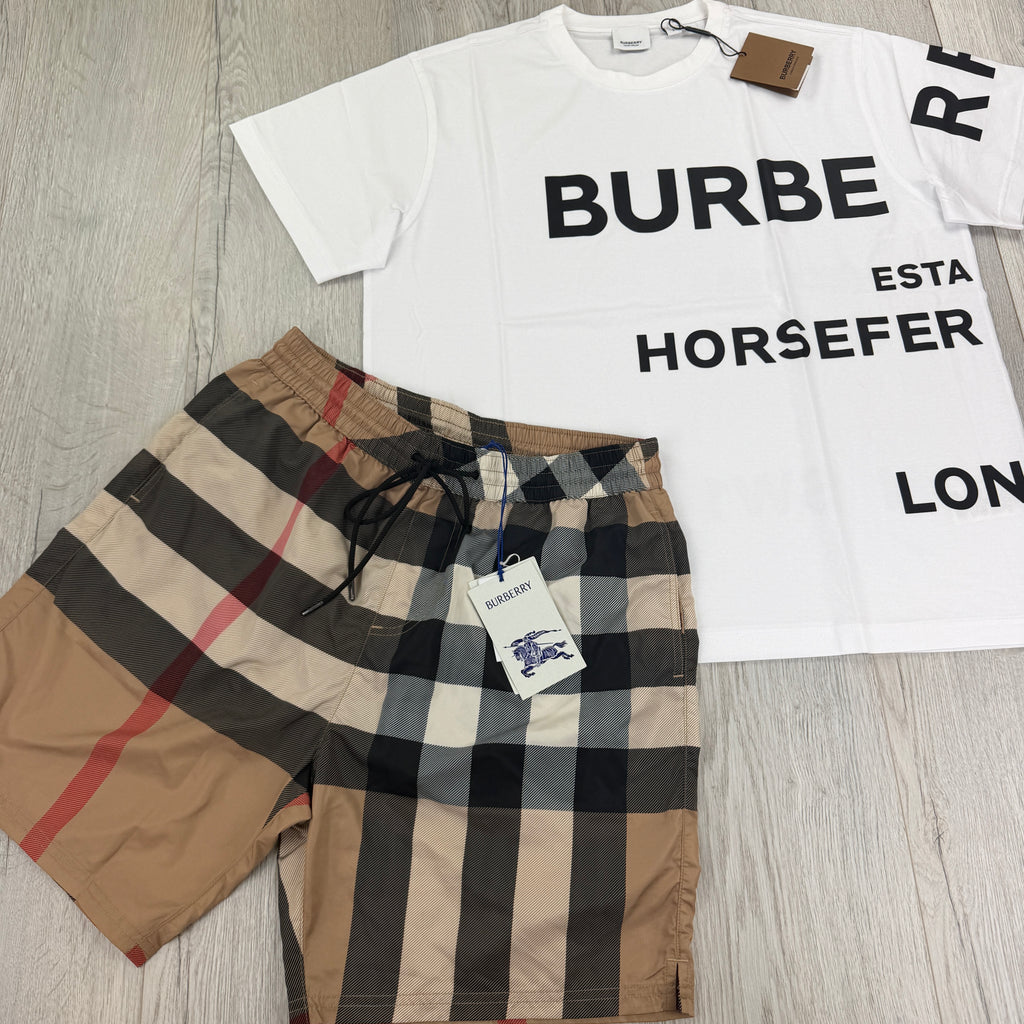 Burberry Men’s White T-shirt & Shorts Set