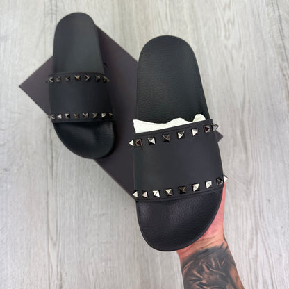 Valentino Men’s Black RockStud Sliders - UK 10