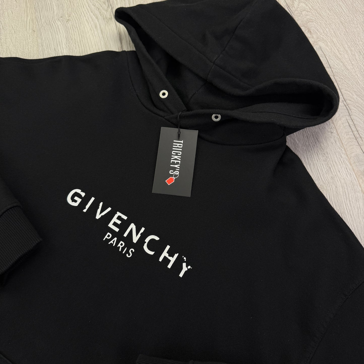 Givenchy Men’s Black Cracked Logo Pullover Hoodie - Small