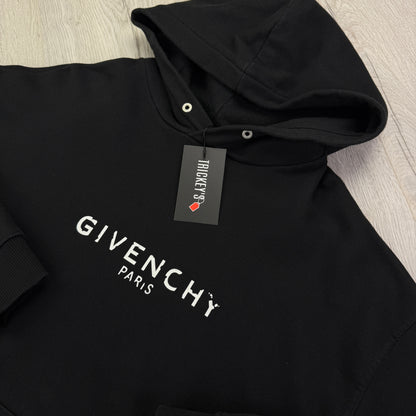 Givenchy Men’s Black Cracked Logo Pullover Hoodie - Small