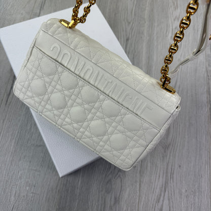 Dior Women’s White Small Dior Caro Ivory Supple Cannage Calfskin Bag