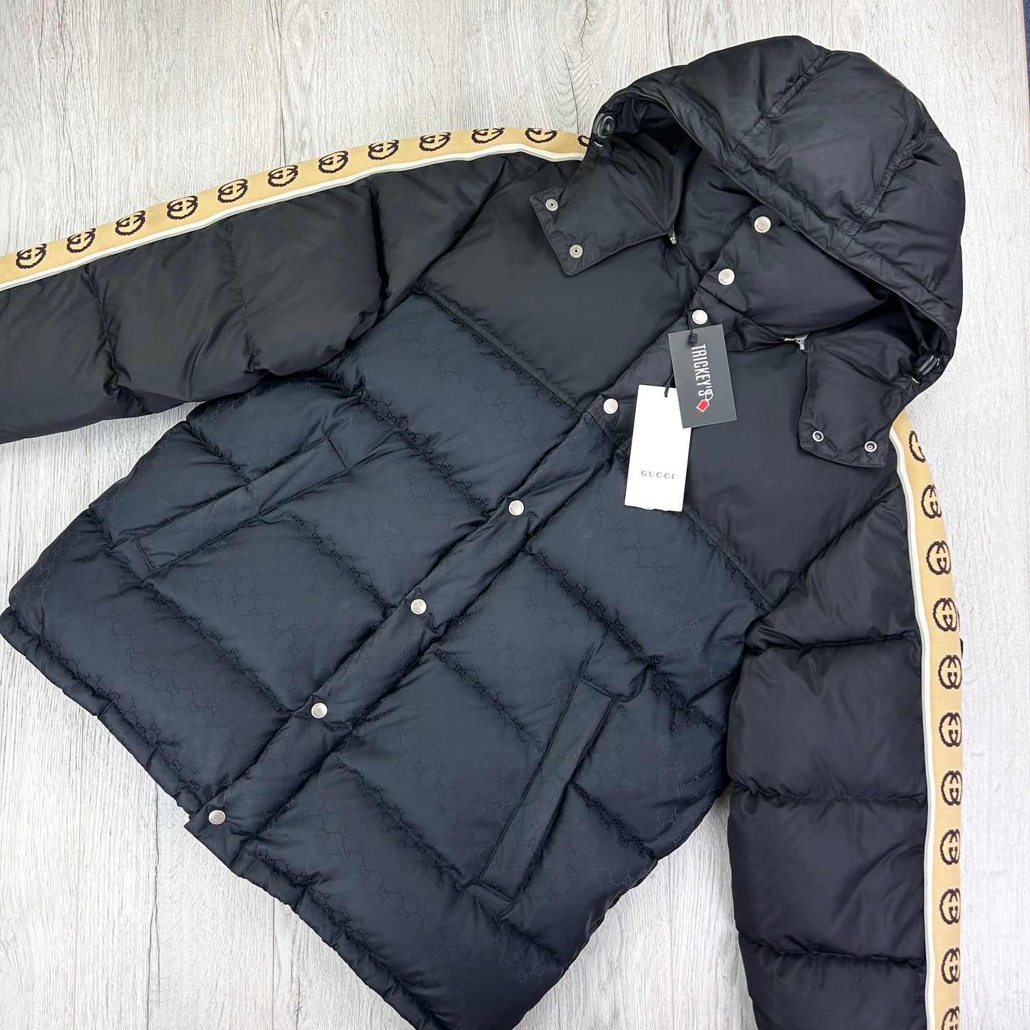 Gucci Men’s GG Jacquard Nylon Padded Down Jacket - Size 50