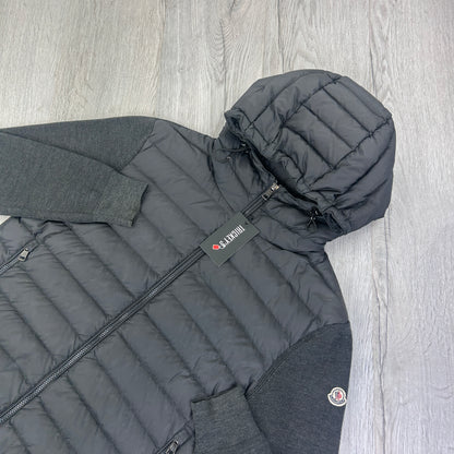 Moncler Men’s Dark Grey Padded & Knitted Maglia Hoodie - XL Slim