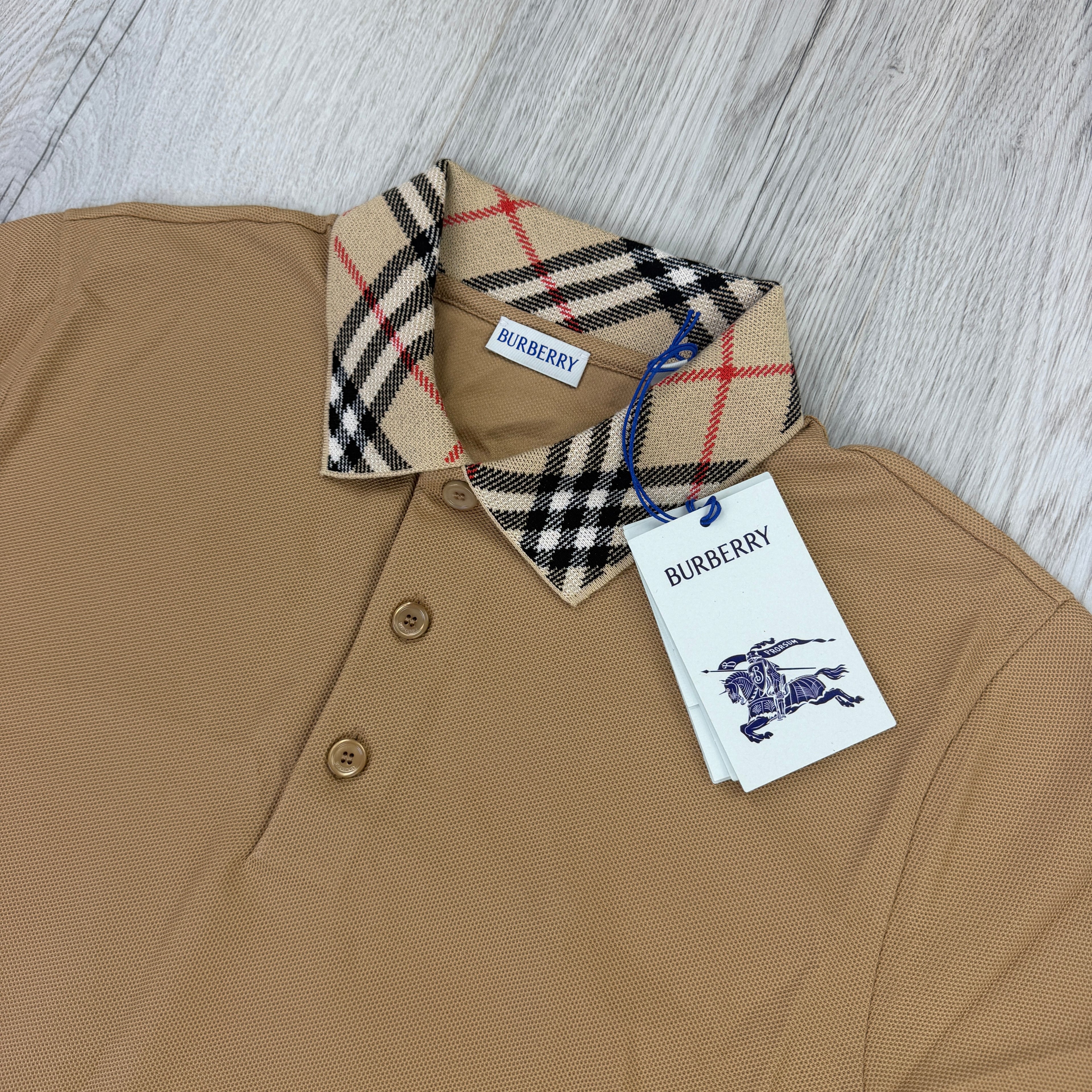 Burberry Men’s Beige Cody Check Polo Shirt