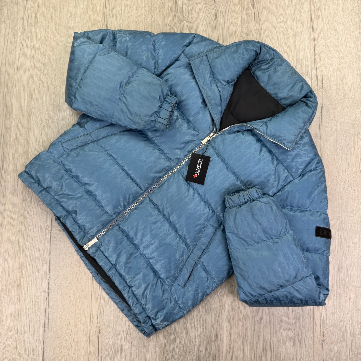 Dior Men’s Baby Blue Zip-up Oblique Down Jacket - 46