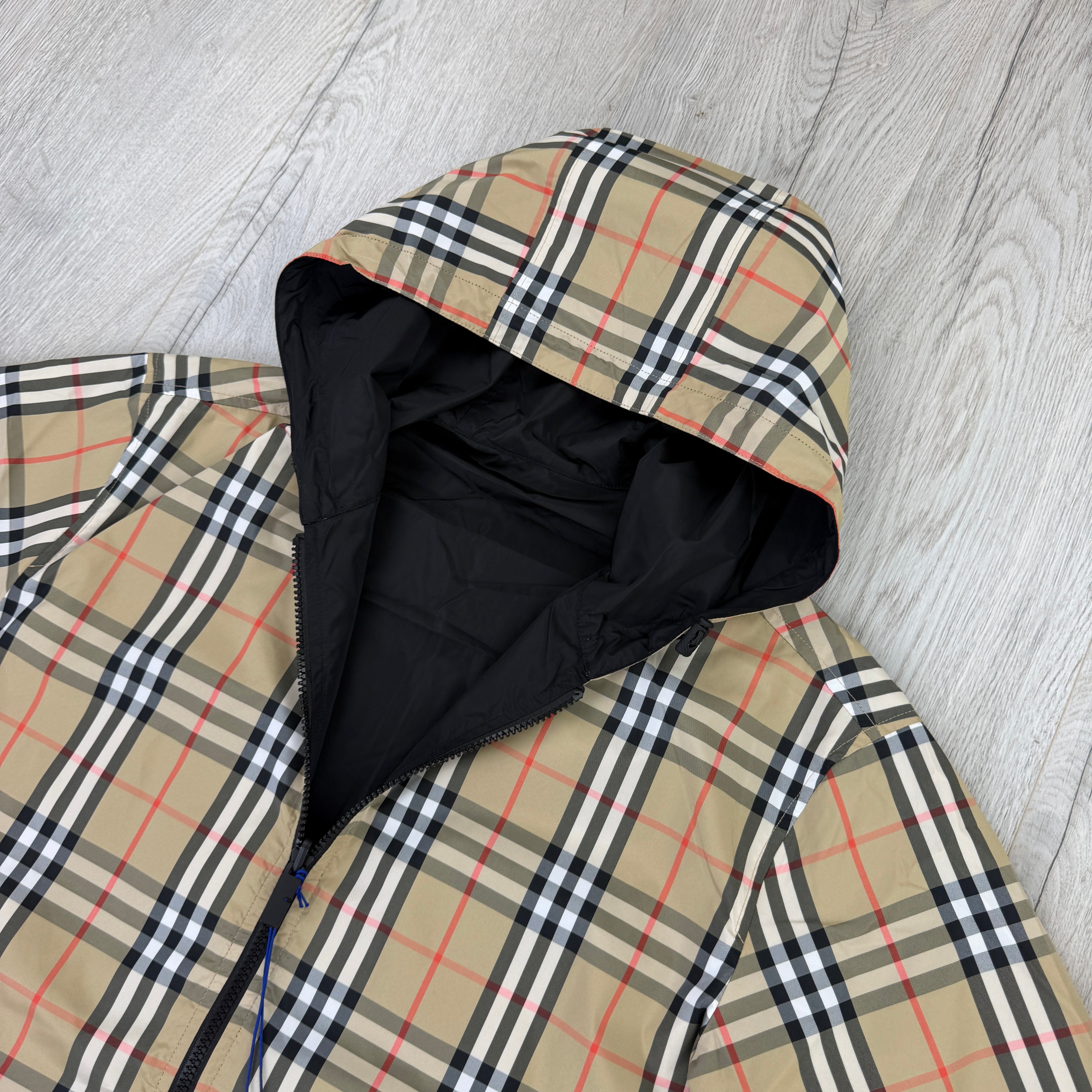 Burberry Men’s Vintage Check Reversible Windbreaker Jacket - Large