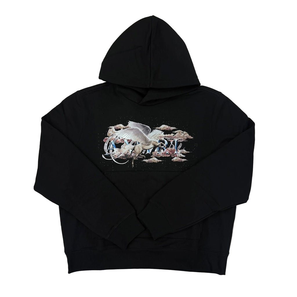 Amiri Men’s Pegasus Script Logo Black Pullover Hoodie