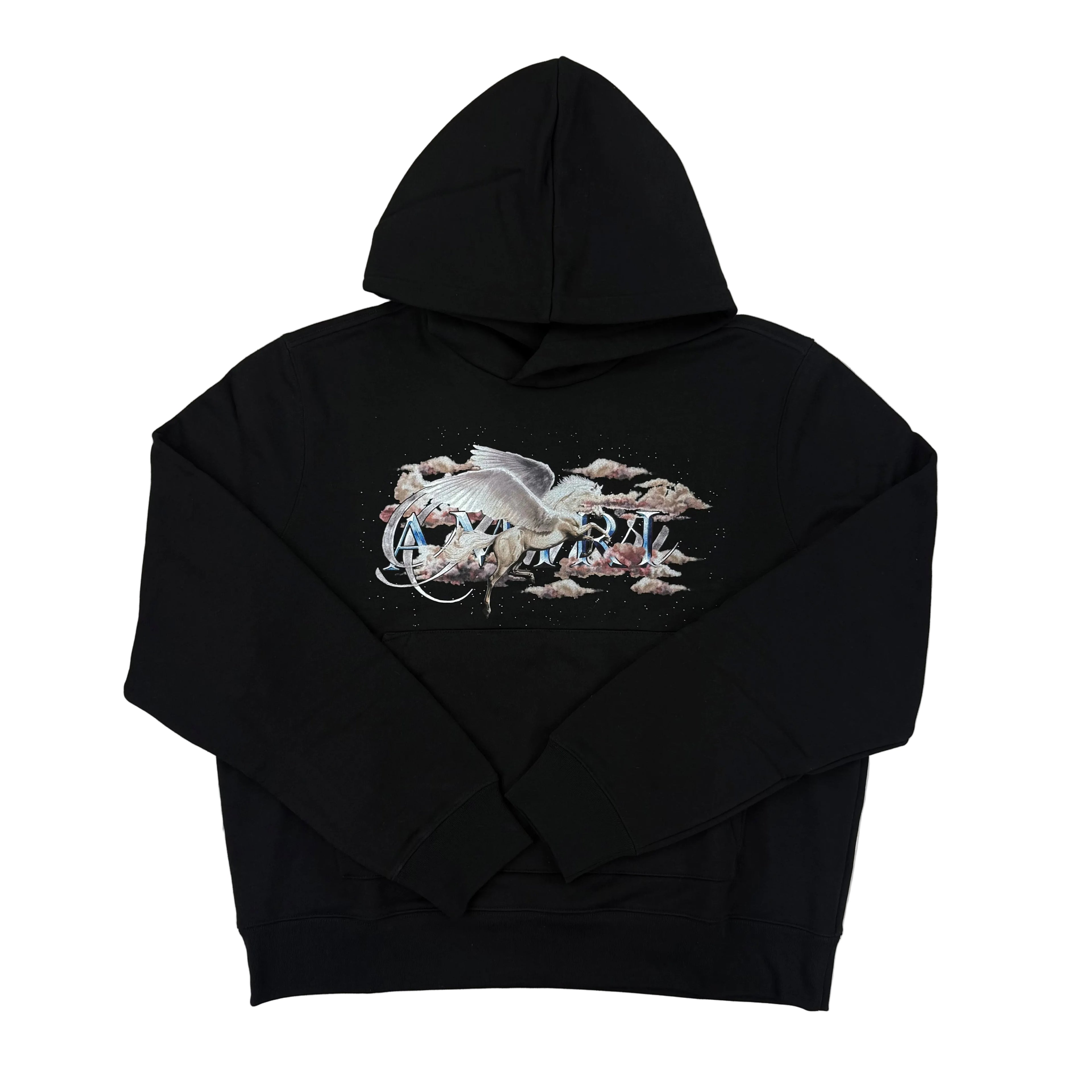 Amiri Men’s Pegasus Script Logo Black Pullover Hoodie