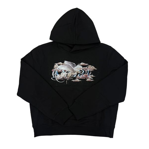 Amiri Men’s Pegasus Script Logo Black Pullover Hoodie